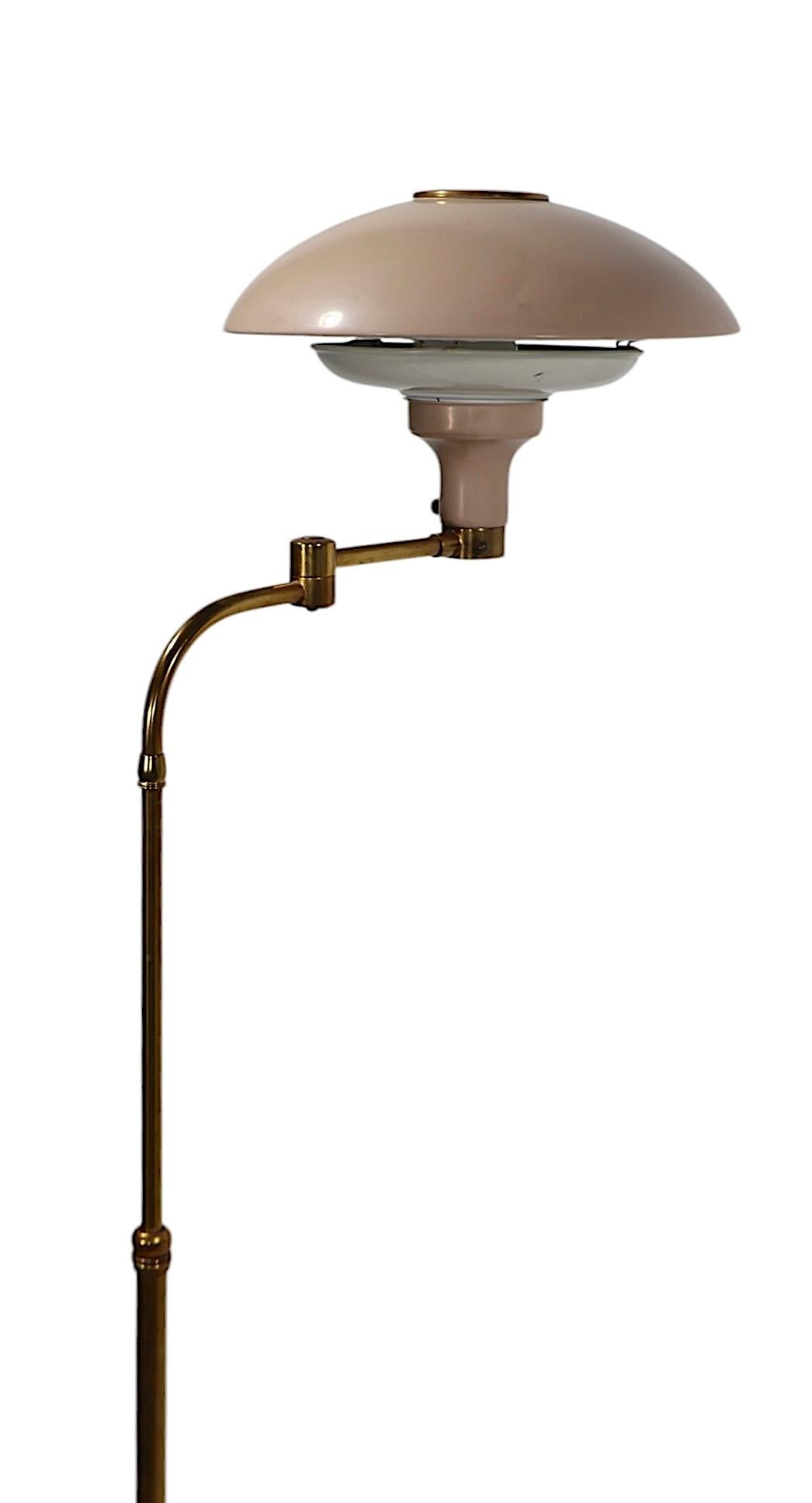 Adjustable Swing Arm Saucer Floor  Lamp Designed by Thurston for Lightolier For Sale 2