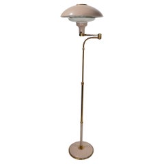 Adjustable Swing Arm Saucer Floor  Lamp Designed by Thurston for Lightolier