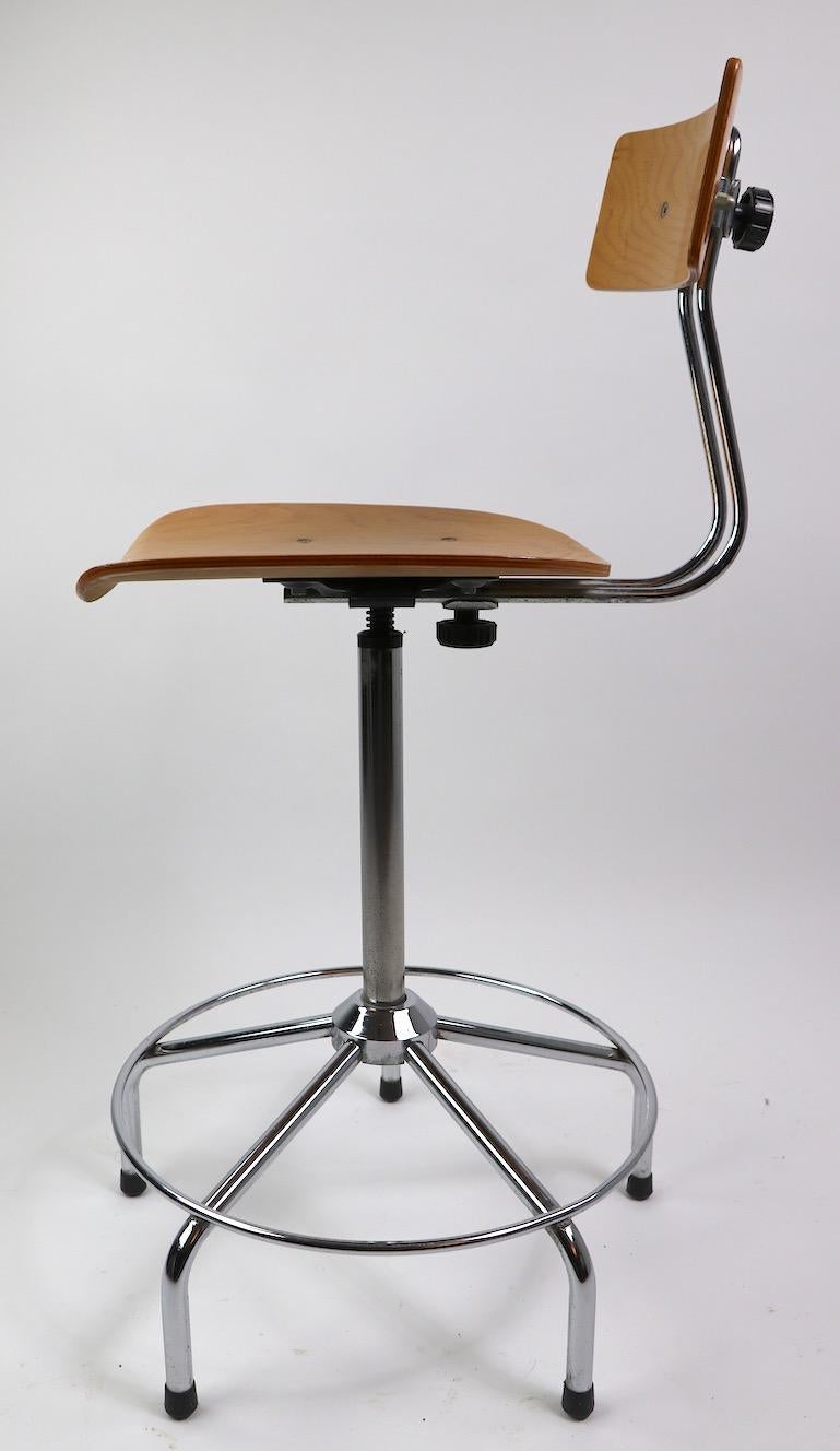American Adjustable Swivel Architects Drafting Stool Made in Italy