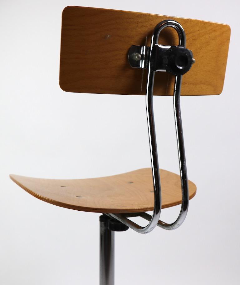 Adjustable Swivel Architects Drafting Stool Made in Italy In Good Condition In New York, NY