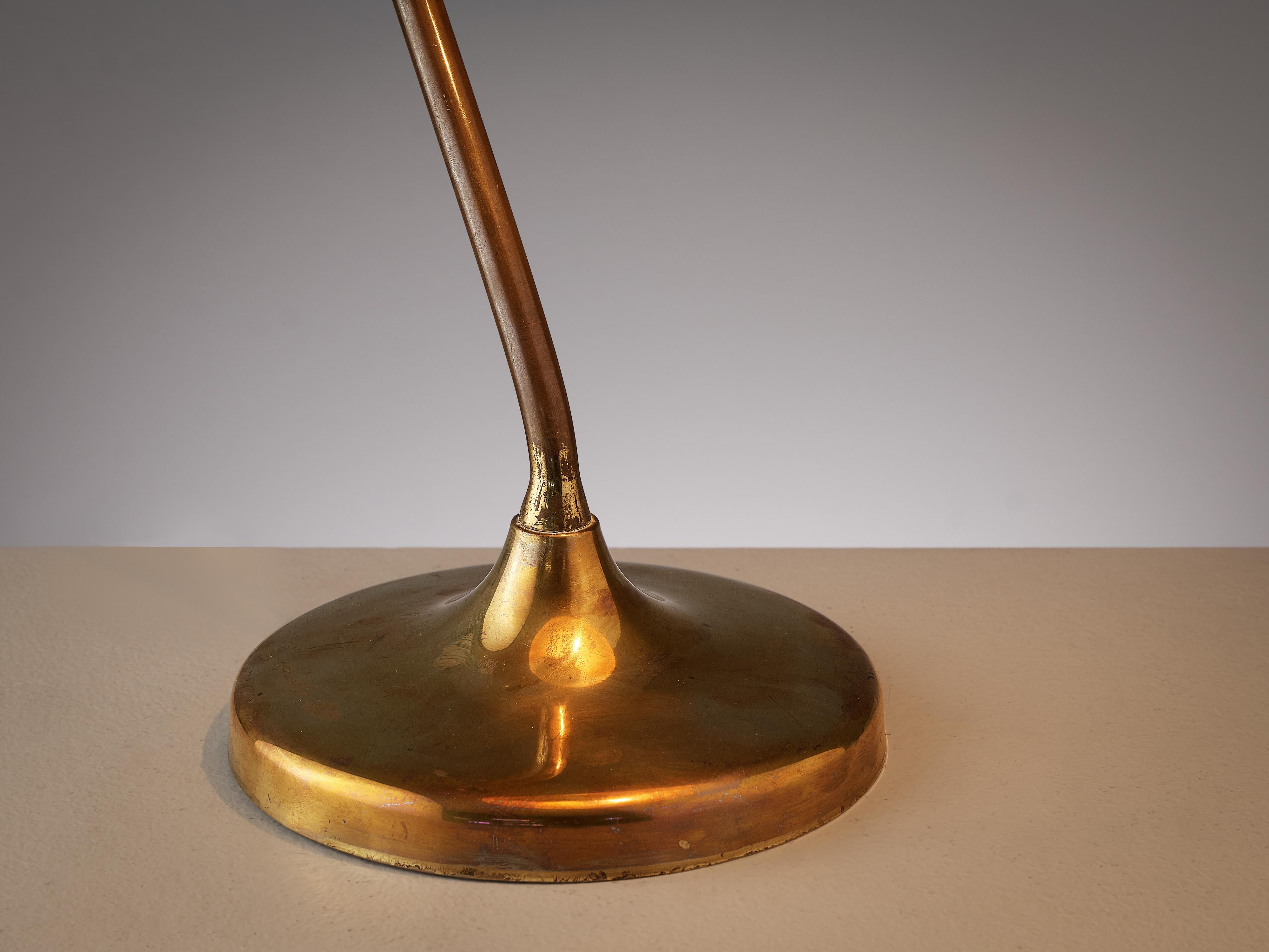 Mid-20th Century Adjustable Table Lamp in Patinated Brass and Green Metal