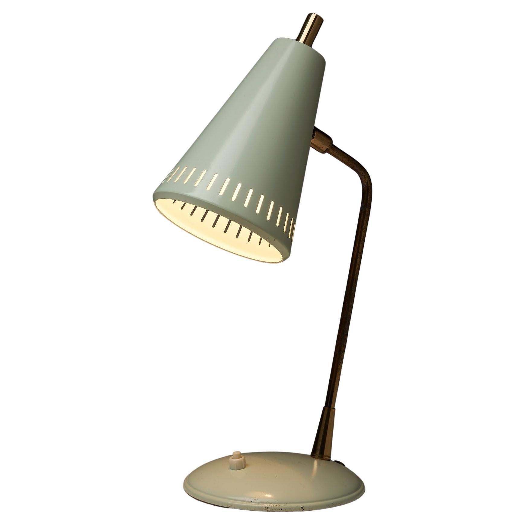Adjustable Table Lamp in Patinated Brass 
Green Metal, 1950s