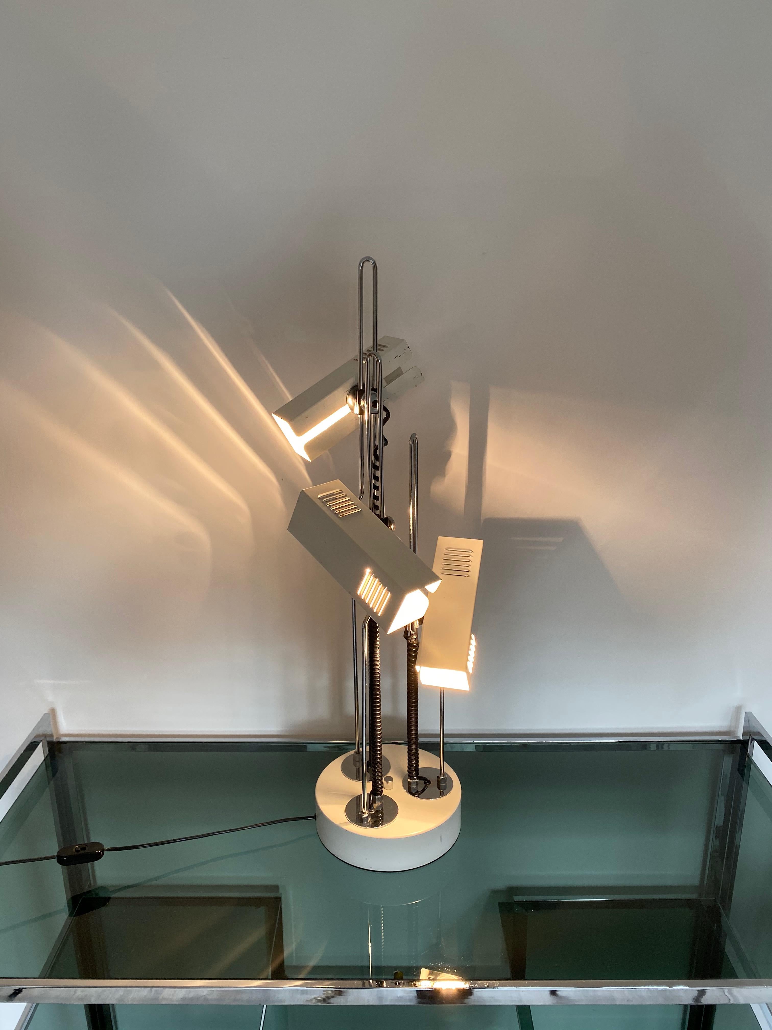 Metal Adjustable Table Lamp Joe Colombo Style, 1970s, Italy