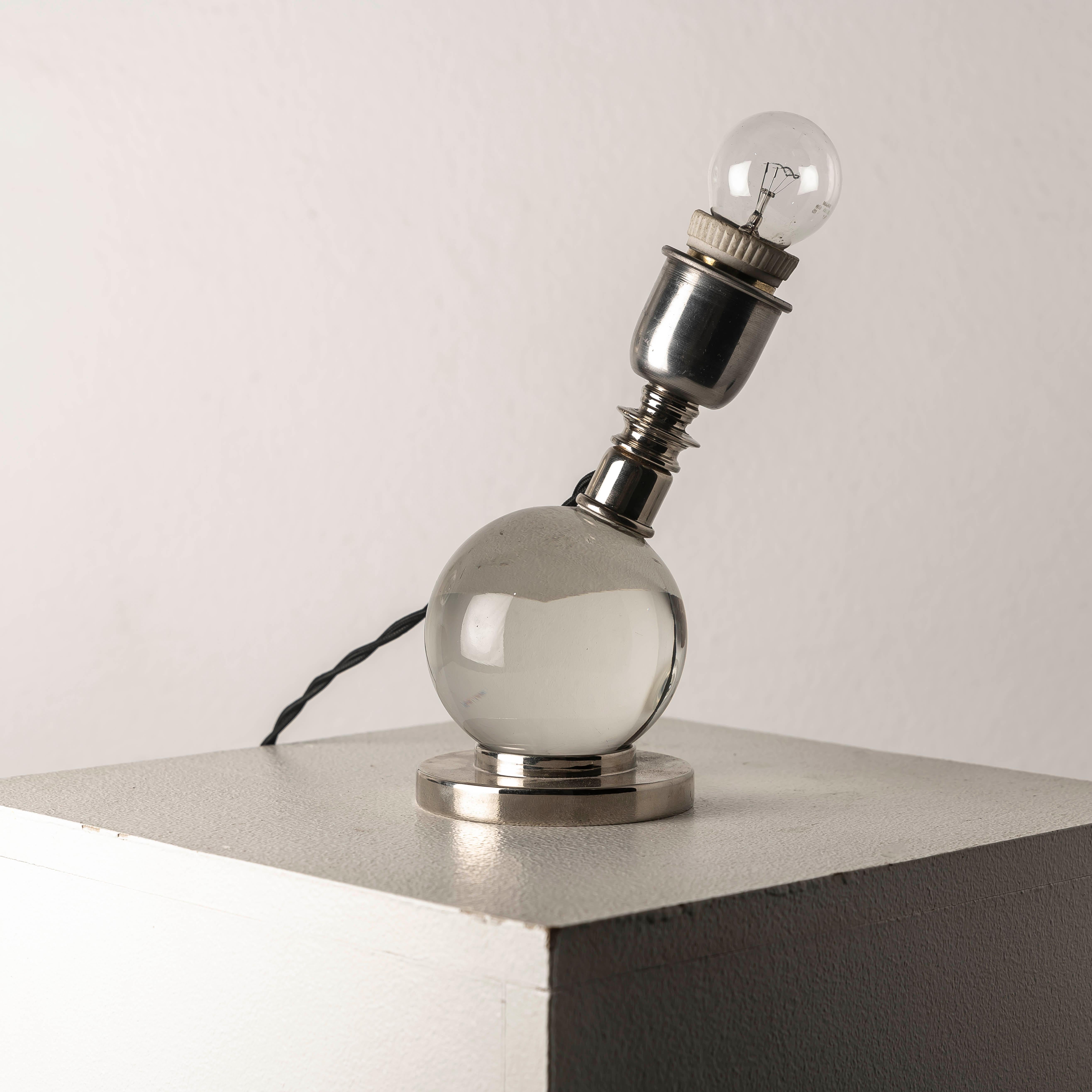 French Adjustable Table Lamp Model 7706 by Jacques Adnet for Baccarat — France, 1930s For Sale