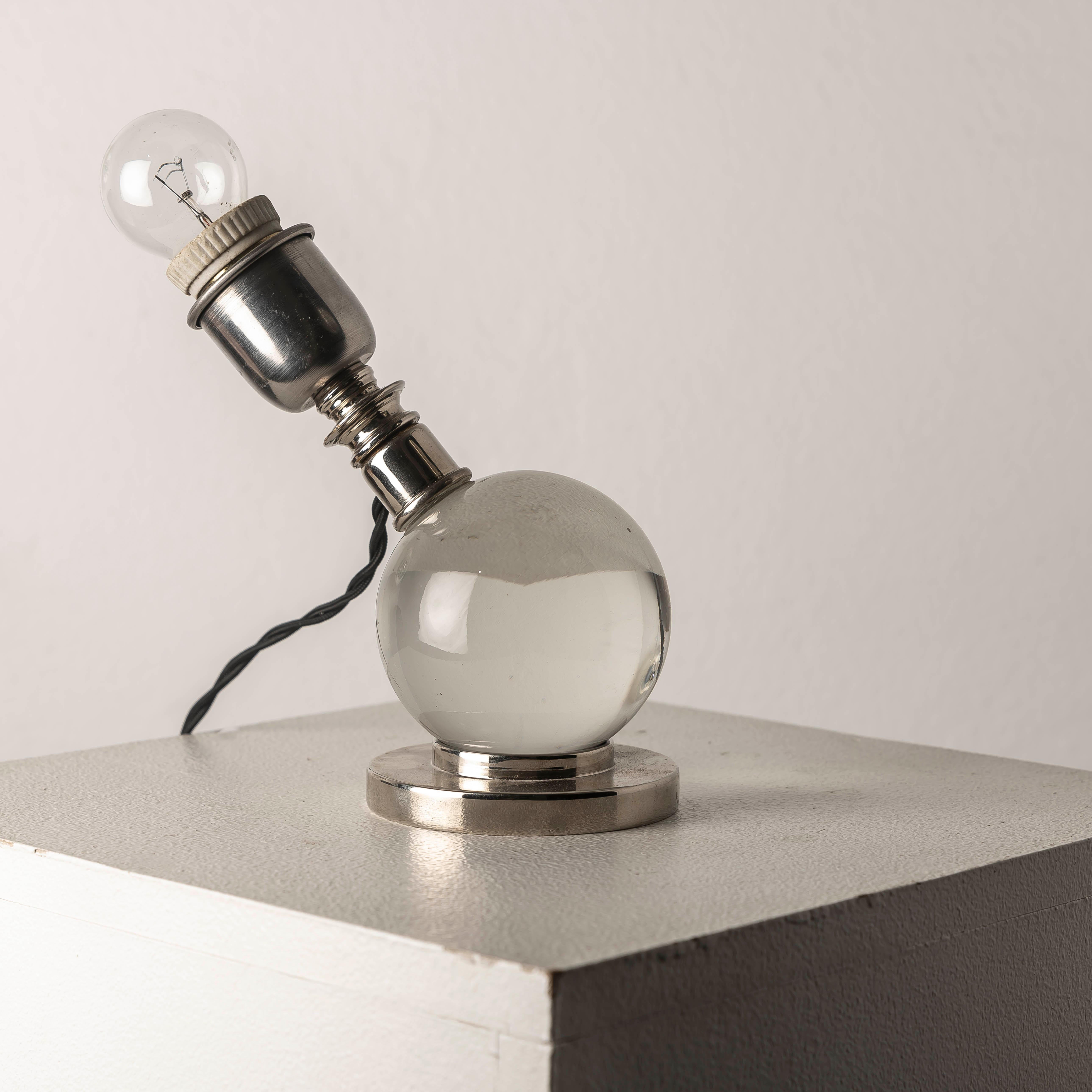Adjustable Table Lamp Model 7706 by Jacques Adnet for Baccarat — France, 1930s In Good Condition For Sale In BARCELONA, ES