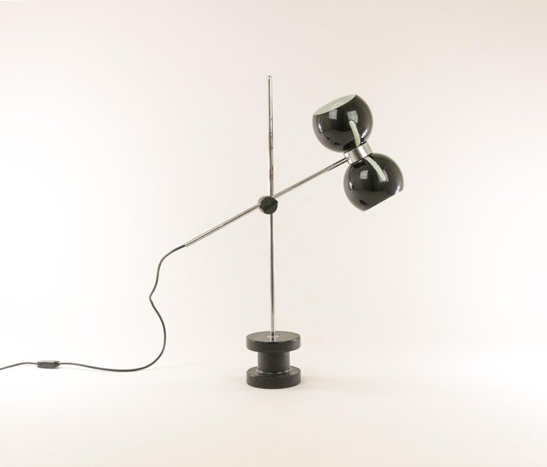 Italian Adjustable Table Lamp with Cast Iron Base by Valenti, 1970s For Sale