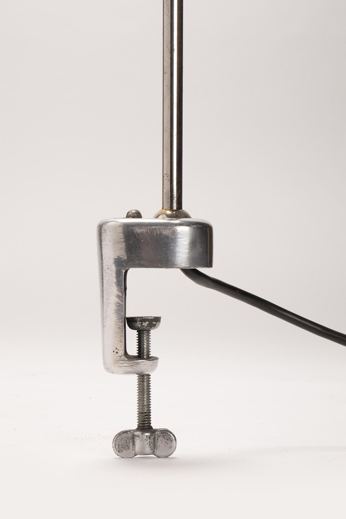 Aluminum Adjustable Table Lamp with Clamp, France, 1930 For Sale