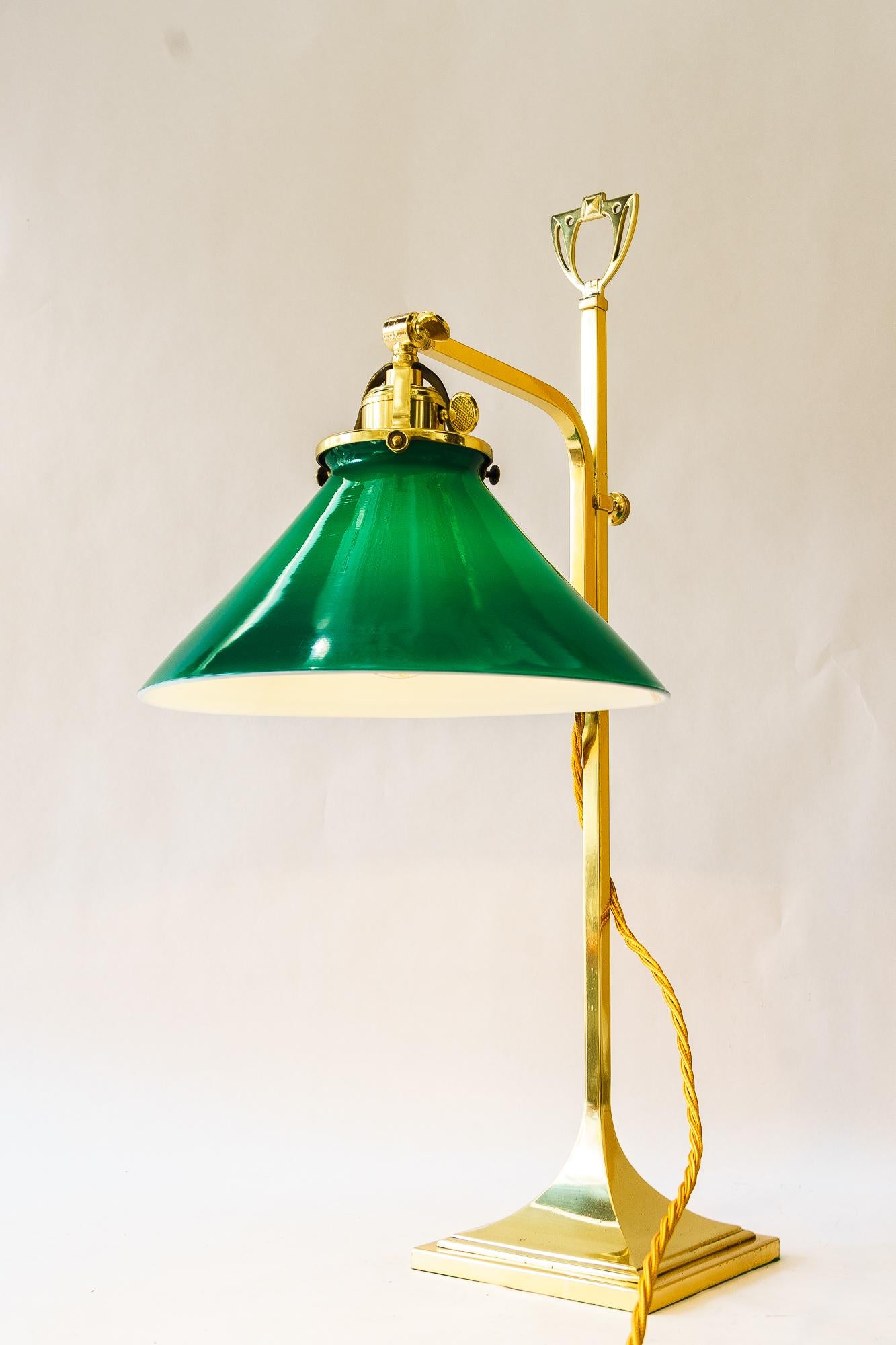 Adjustable table lamp with original opal glass shade vienna around 1920s For Sale 3