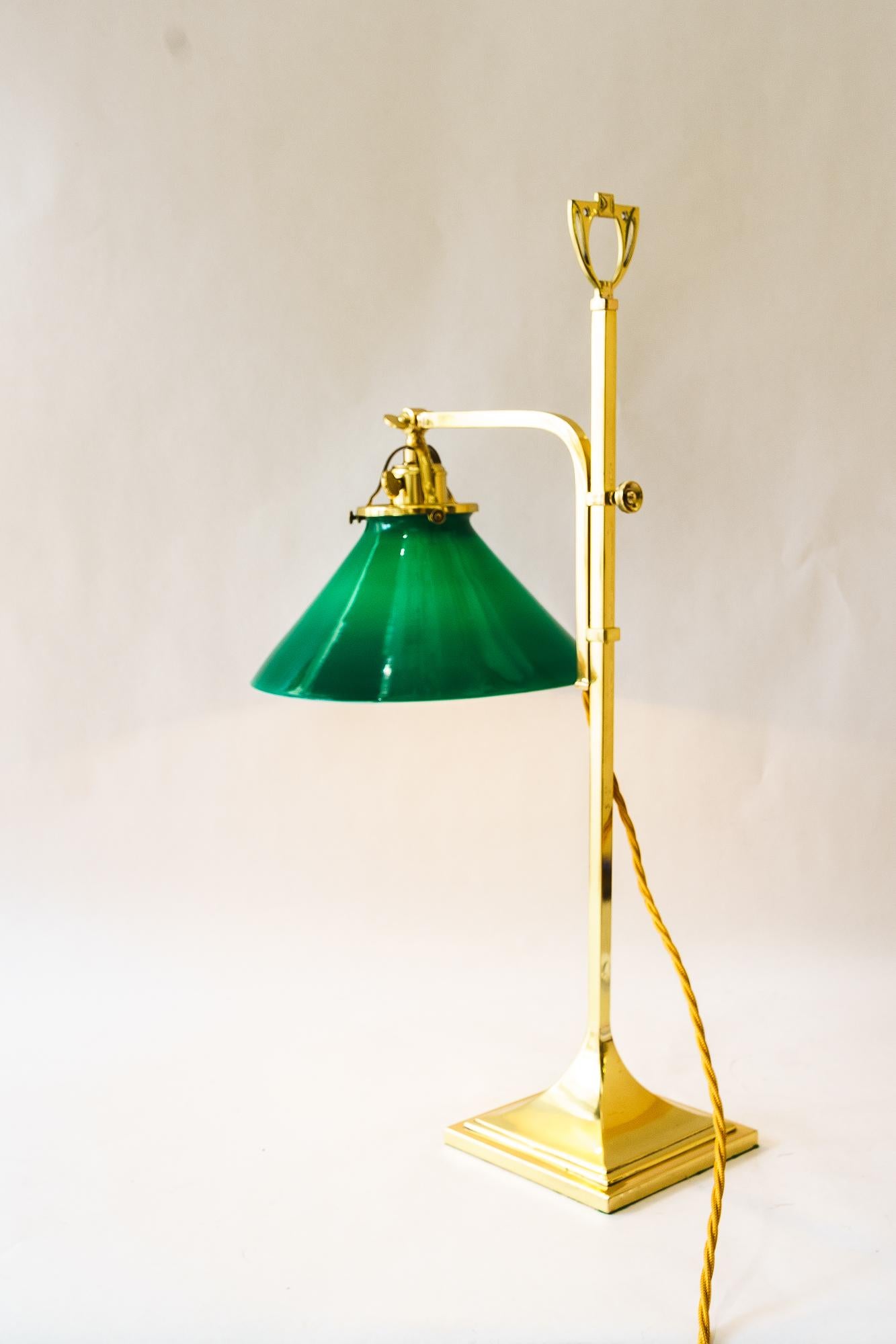 Adjustable table lamp with original opal glass shade vienna around 1920s For Sale 5