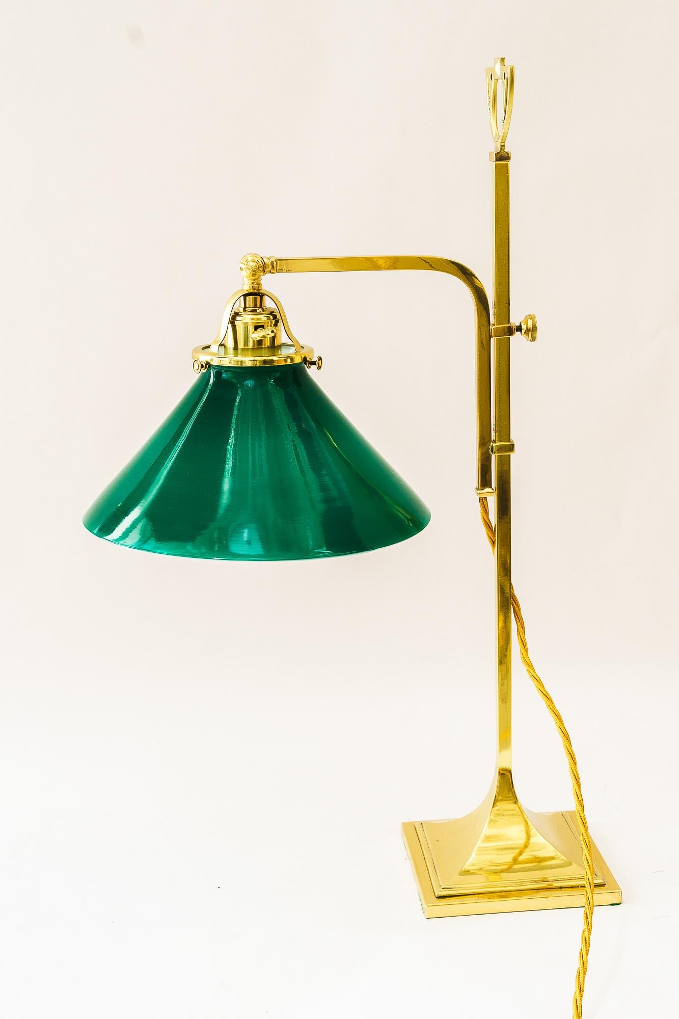 Art Deco Adjustable table lamp with original opal glass shade vienna around 1920s For Sale