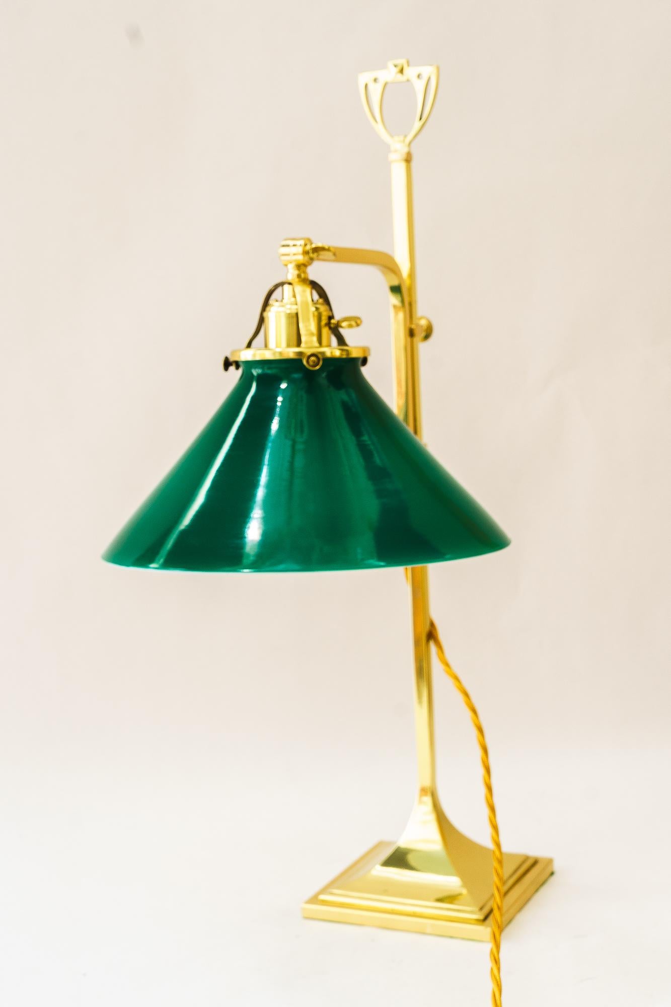 Austrian Adjustable table lamp with original opal glass shade vienna around 1920s For Sale