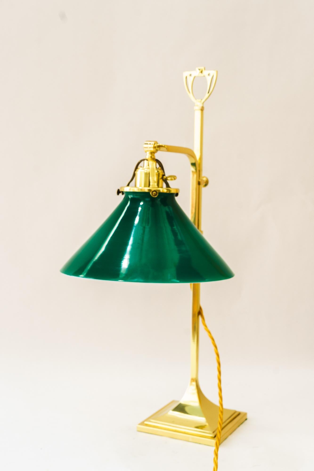Lacquered Adjustable table lamp with original opal glass shade vienna around 1920s For Sale