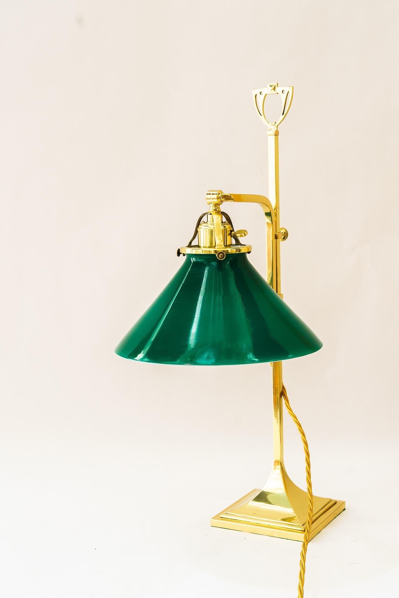 Early 20th Century Adjustable table lamp with original opal glass shade vienna around 1920s For Sale