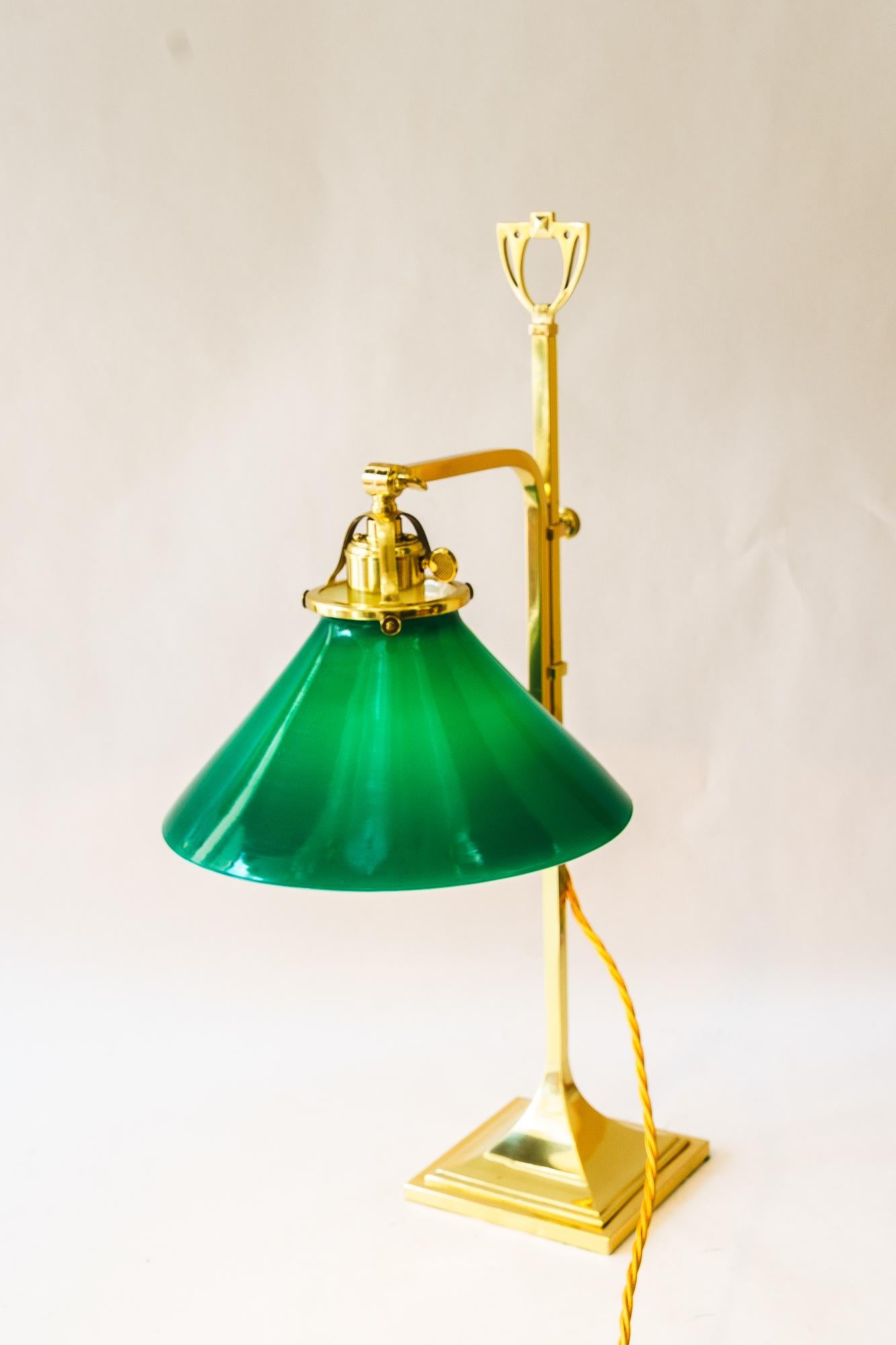 Adjustable table lamp with original opal glass shade vienna around 1920s For Sale 1