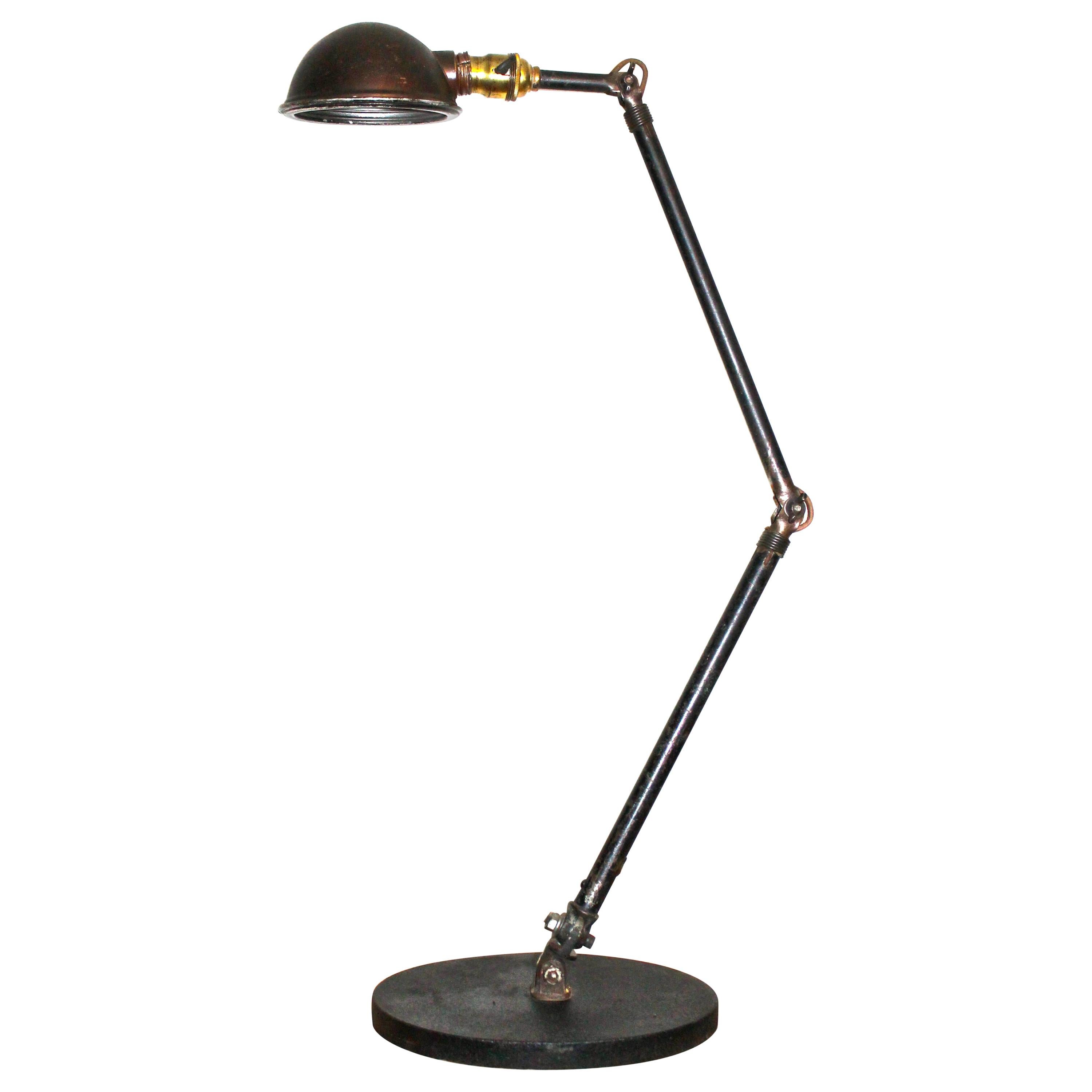 Adjustable 'Task' Industrial Machinists Table Lamp with Cast Iron Base For Sale