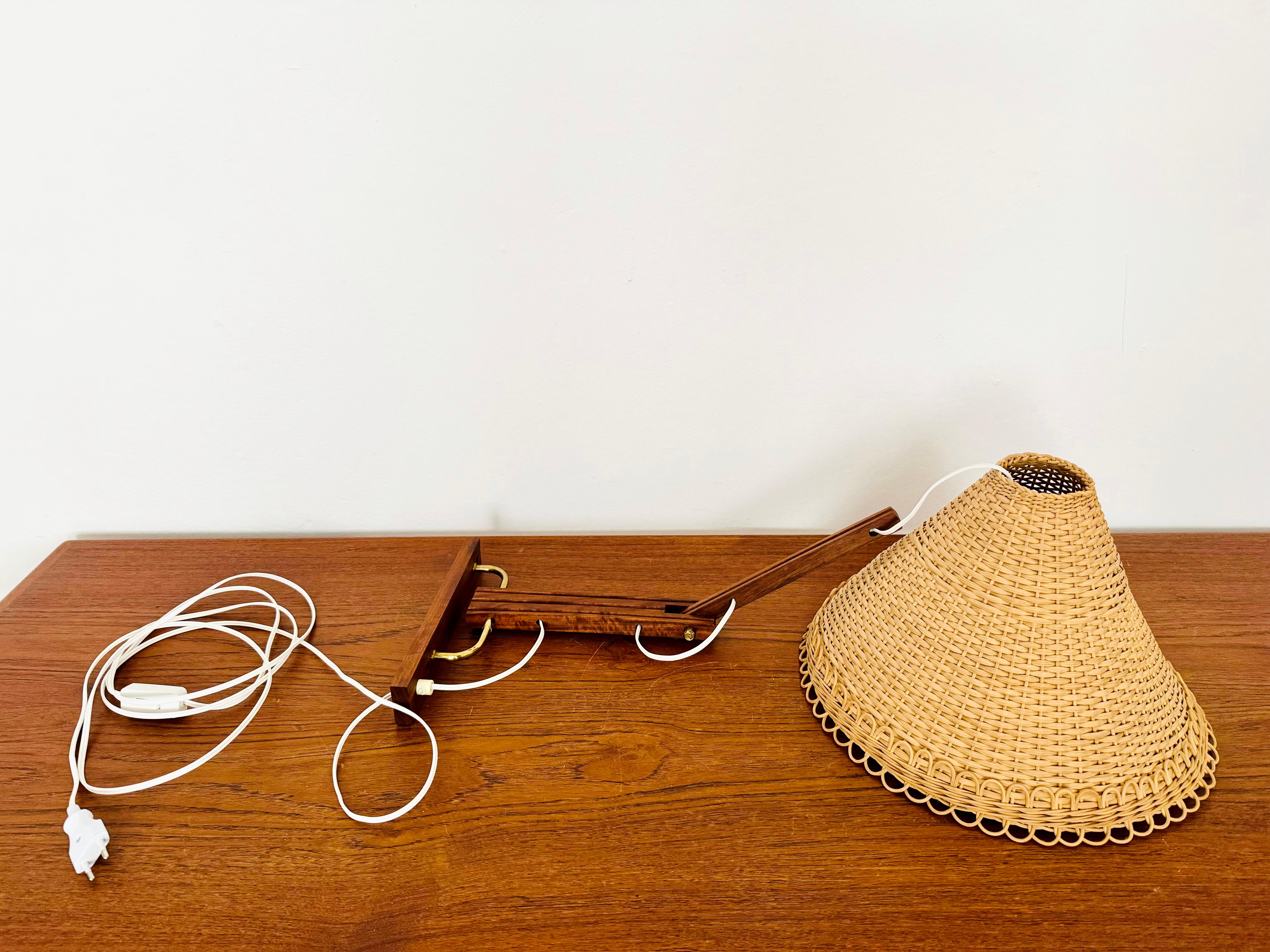 Adjustable Teak and Wicker Wall Lamp For Sale 10