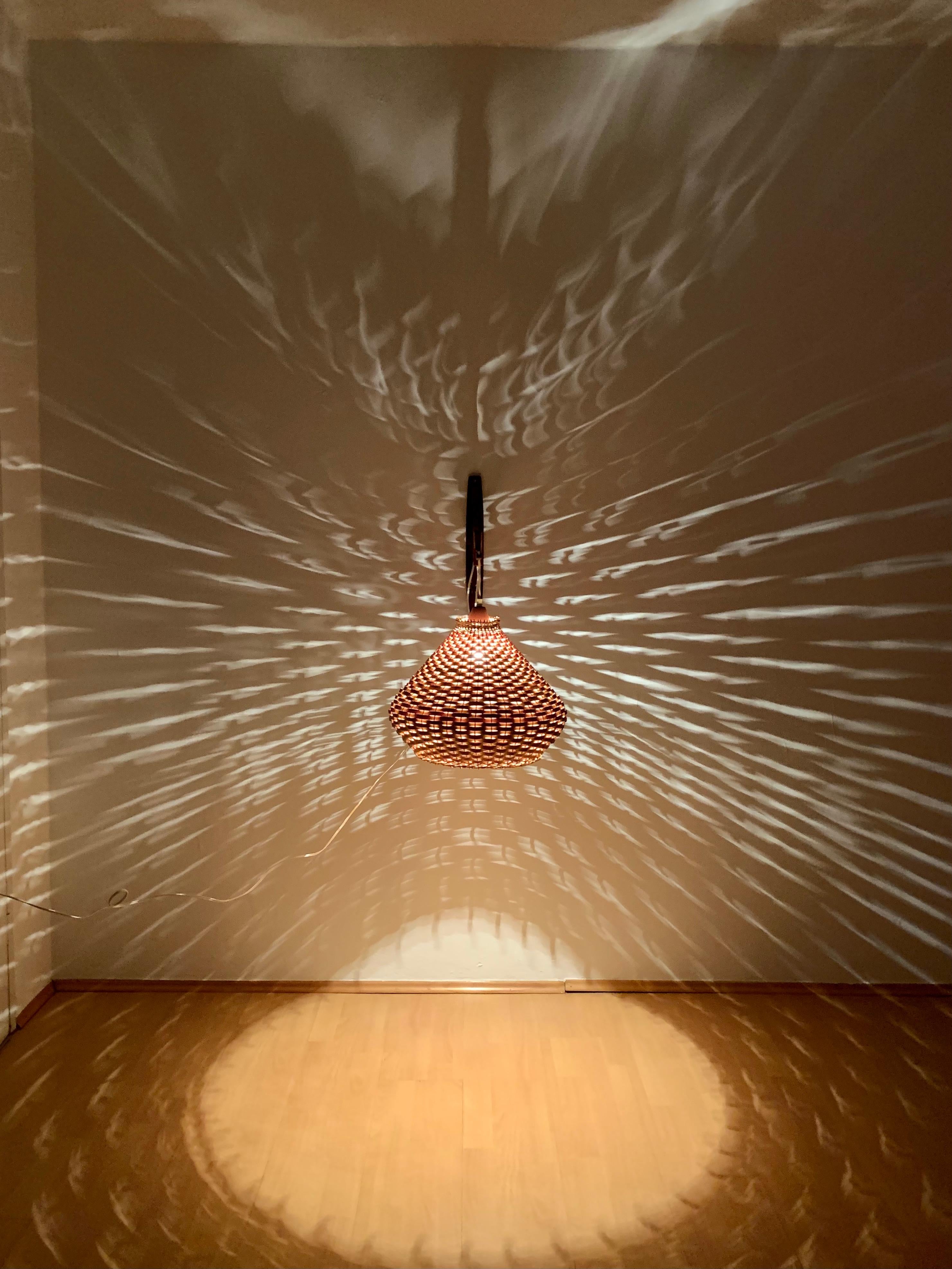 Adjustable Teak and Wicker Wall Lamp For Sale 3