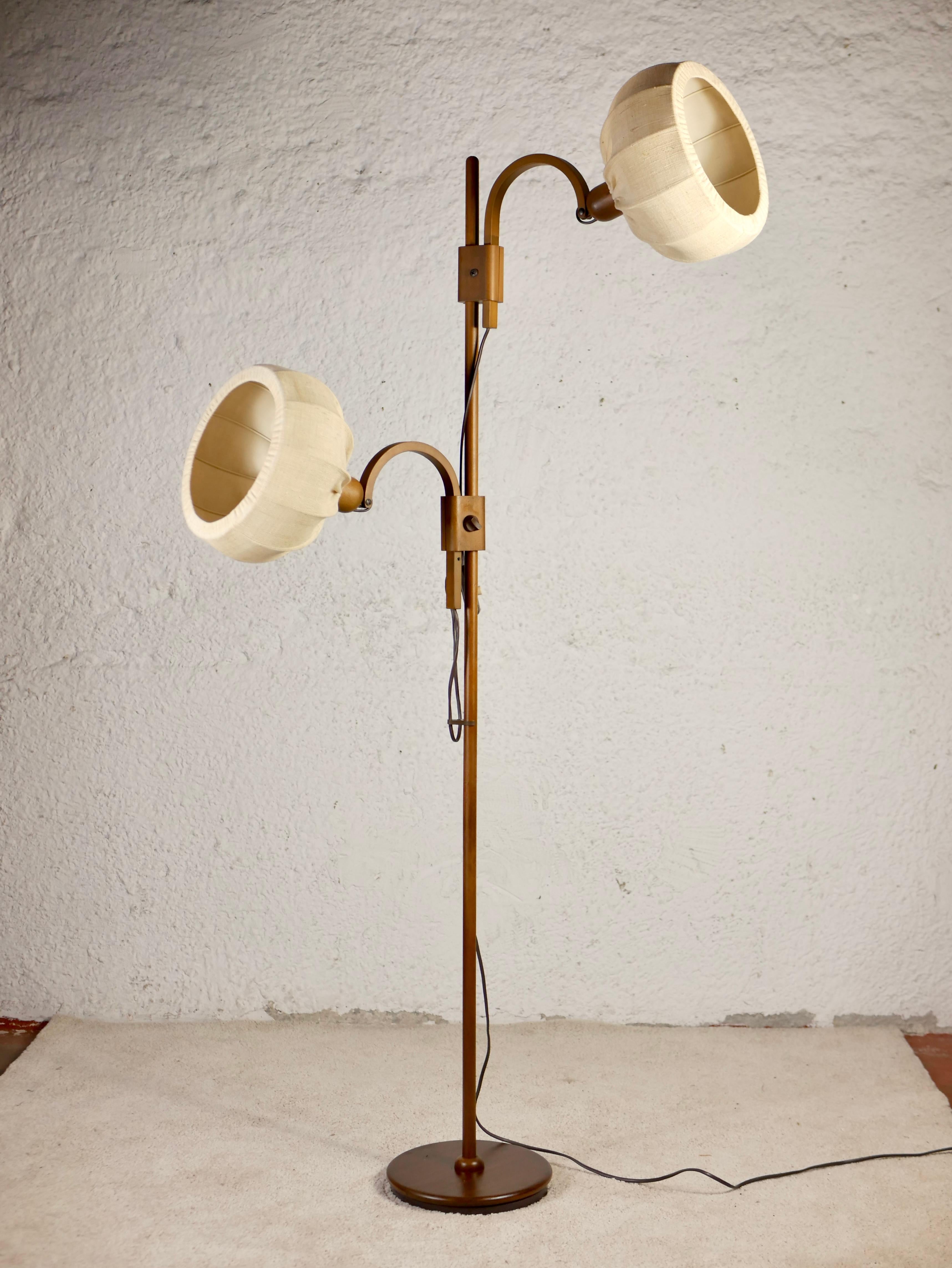 Mid-Century Modern Adjustable teak double floor lamp by Domus, Denmark, 1970s