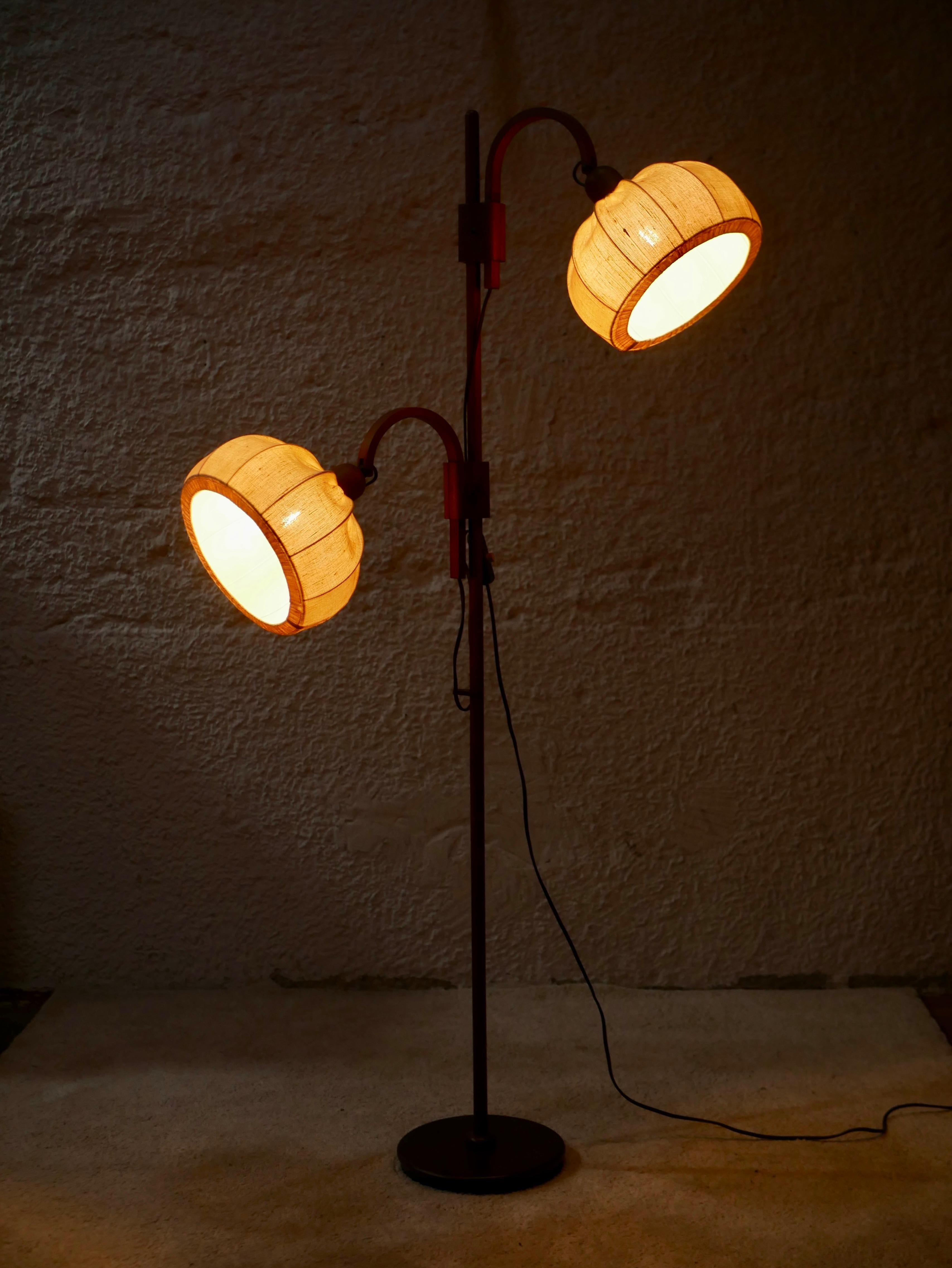 Danish Adjustable teak double floor lamp by Domus, Denmark, 1970s