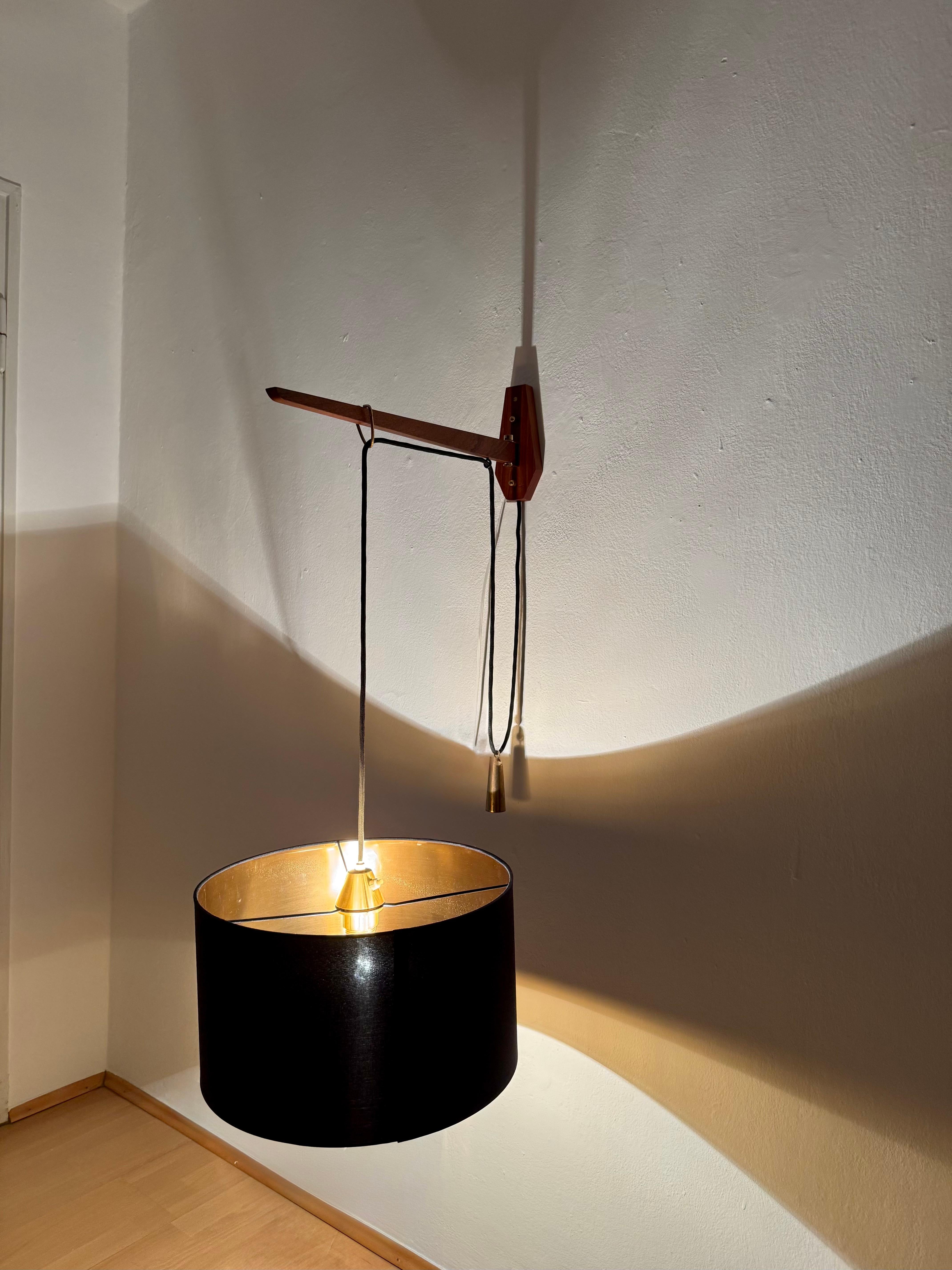 Adjustable Teak Wall Lamp by Kaiser Leuchten For Sale 5