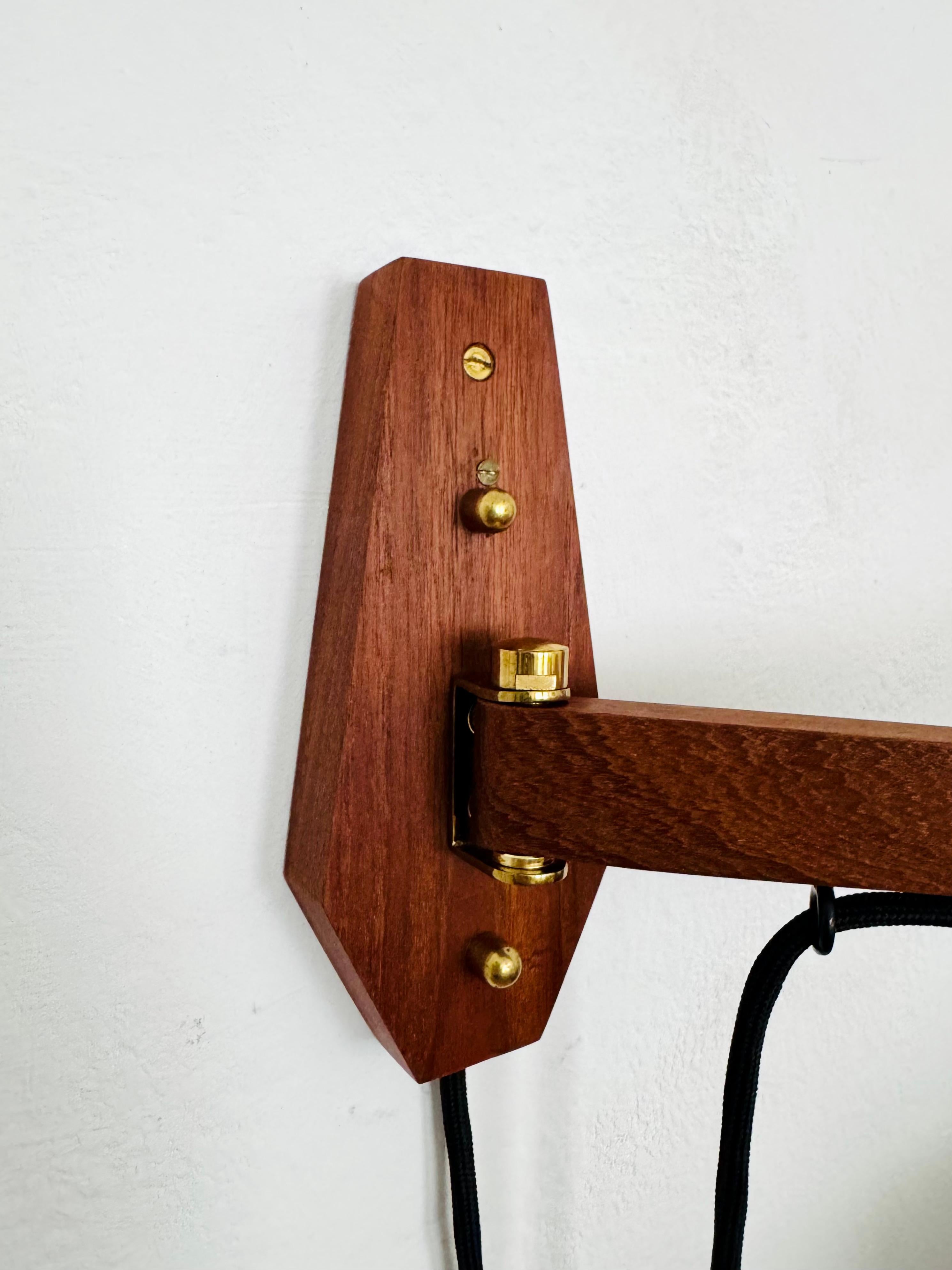 Adjustable Teak Wall Lamp by Kaiser Leuchten For Sale 9