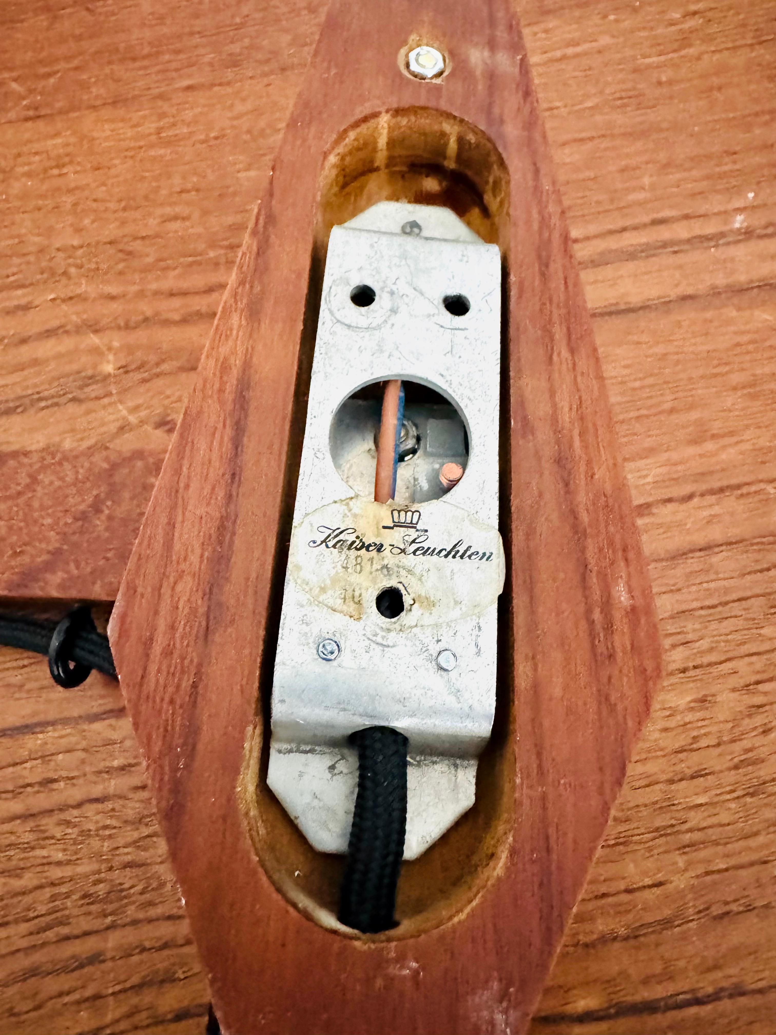 Adjustable Teak Wall Lamp by Kaiser Leuchten For Sale 11