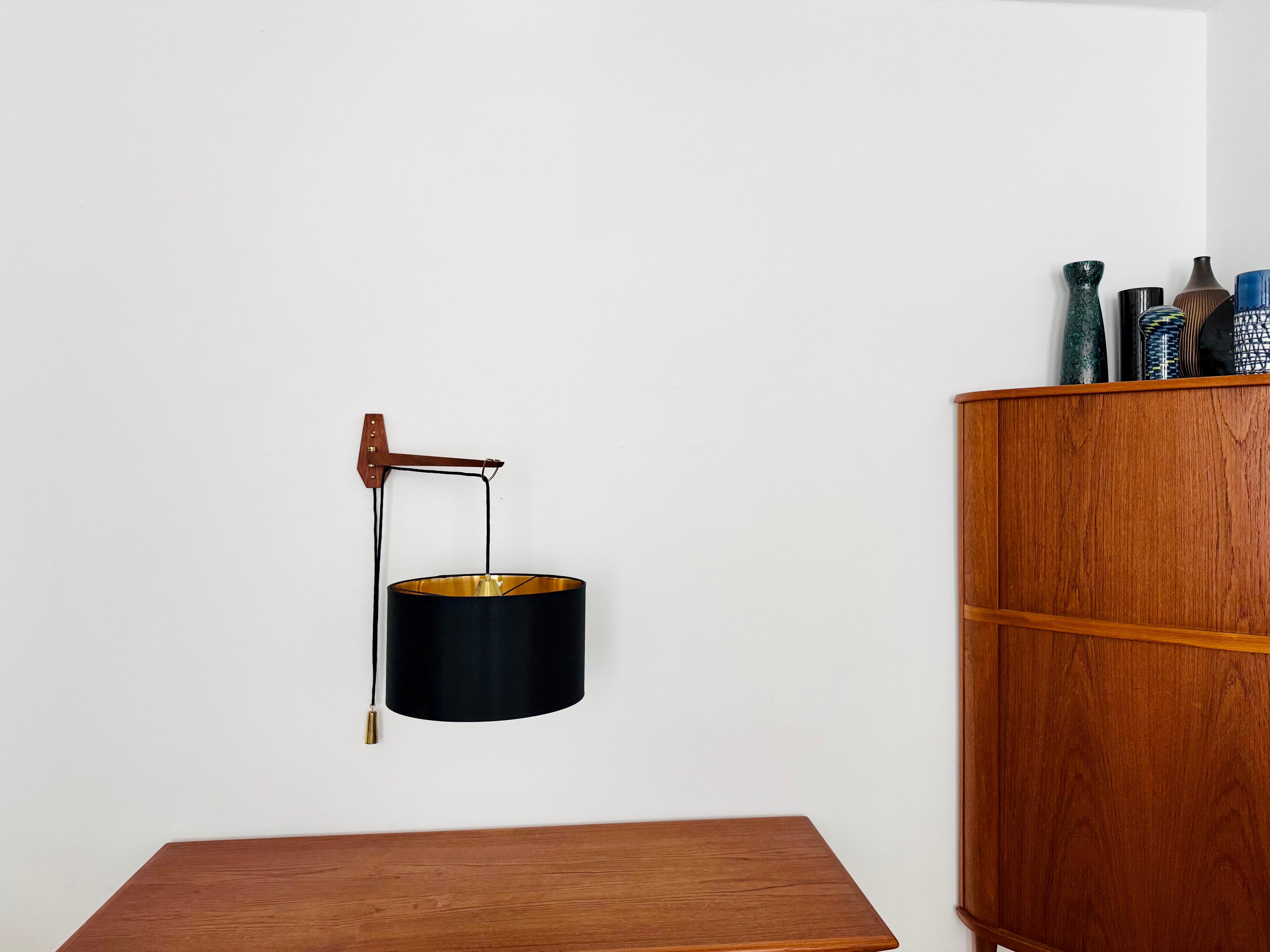 Mid-Century Modern Adjustable Teak Wall Lamp by Kaiser Leuchten For Sale