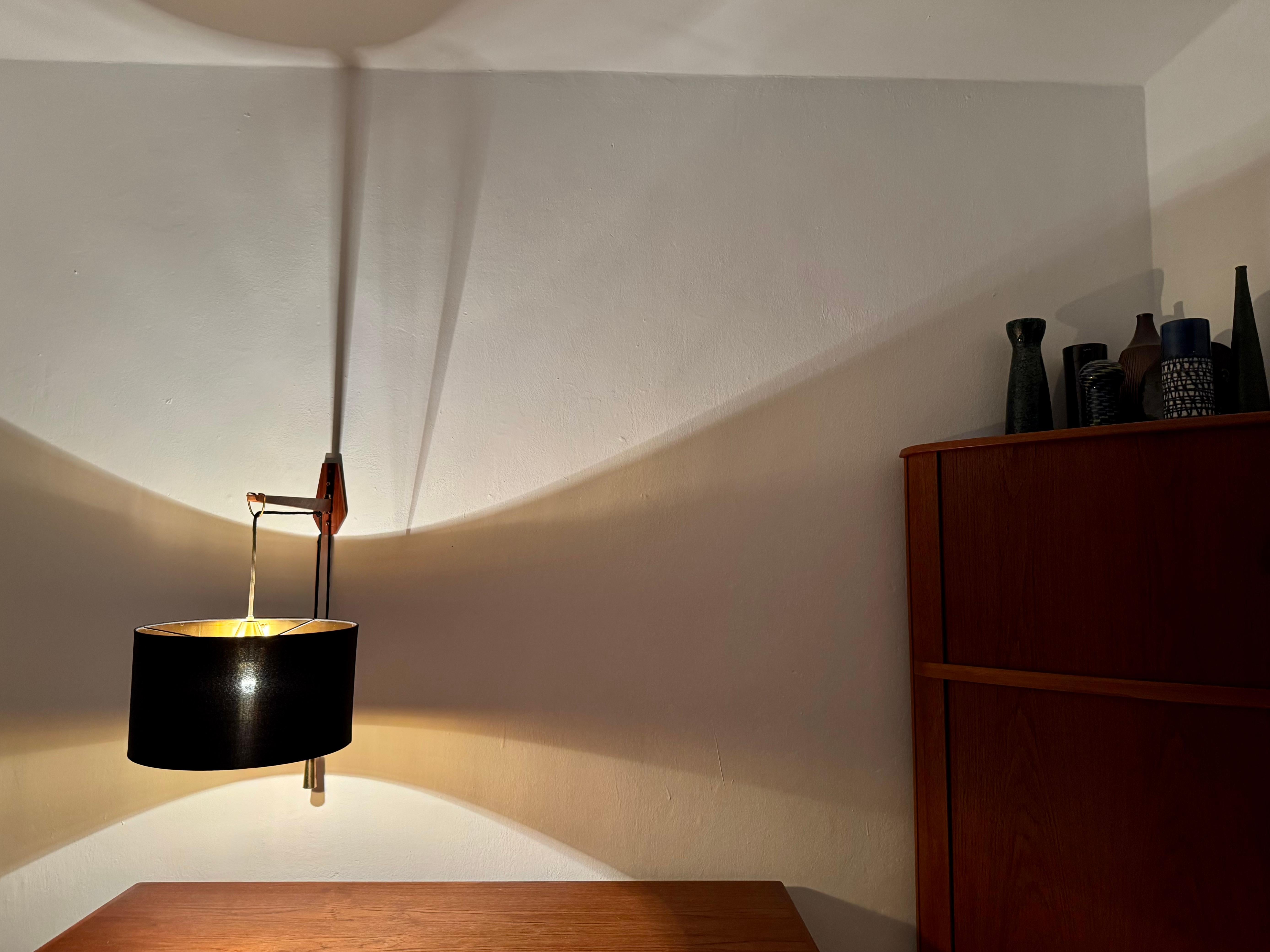 Adjustable Teak Wall Lamp by Kaiser Leuchten For Sale 1