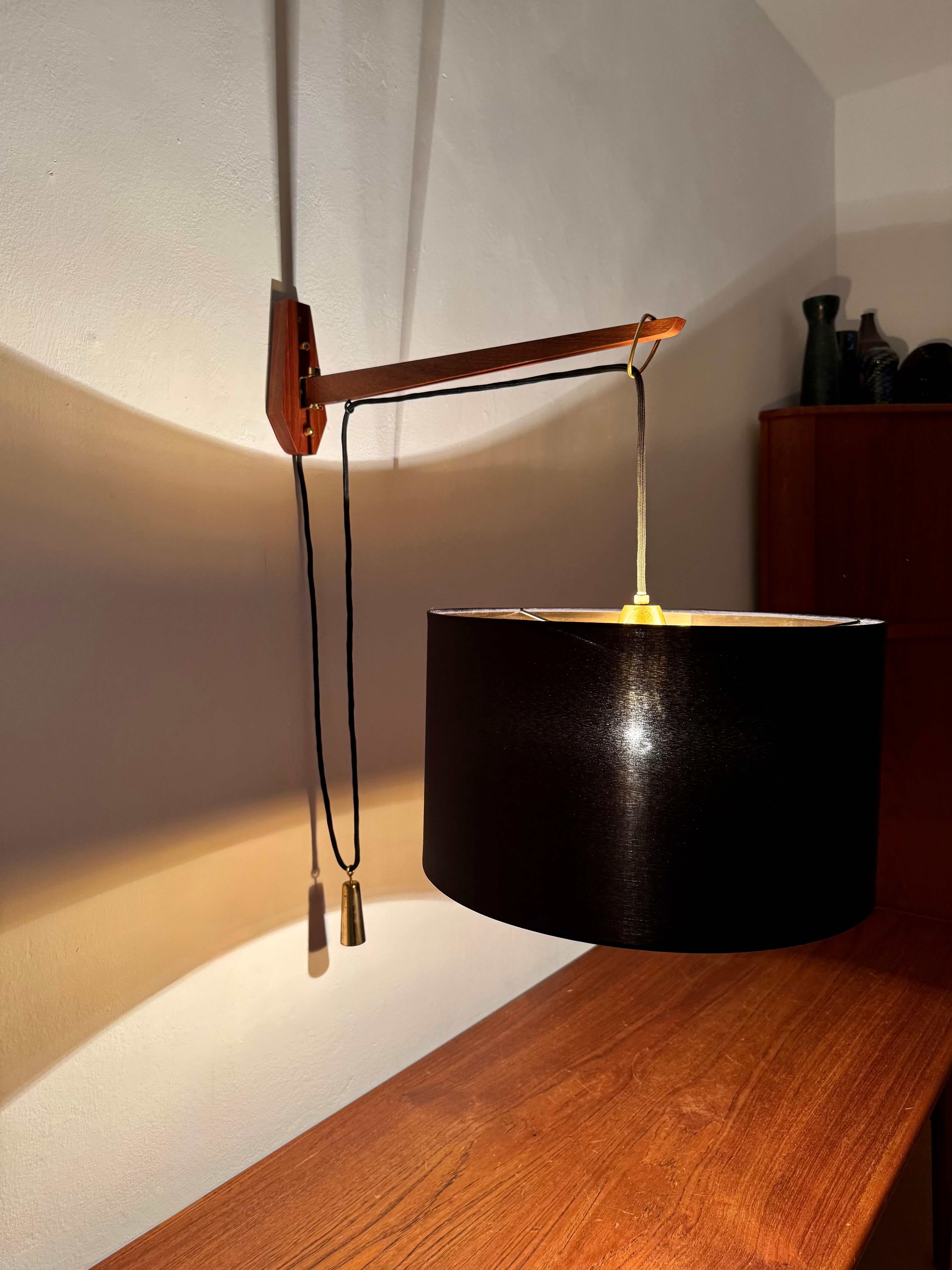 Adjustable Teak Wall Lamp by Kaiser Leuchten For Sale 2