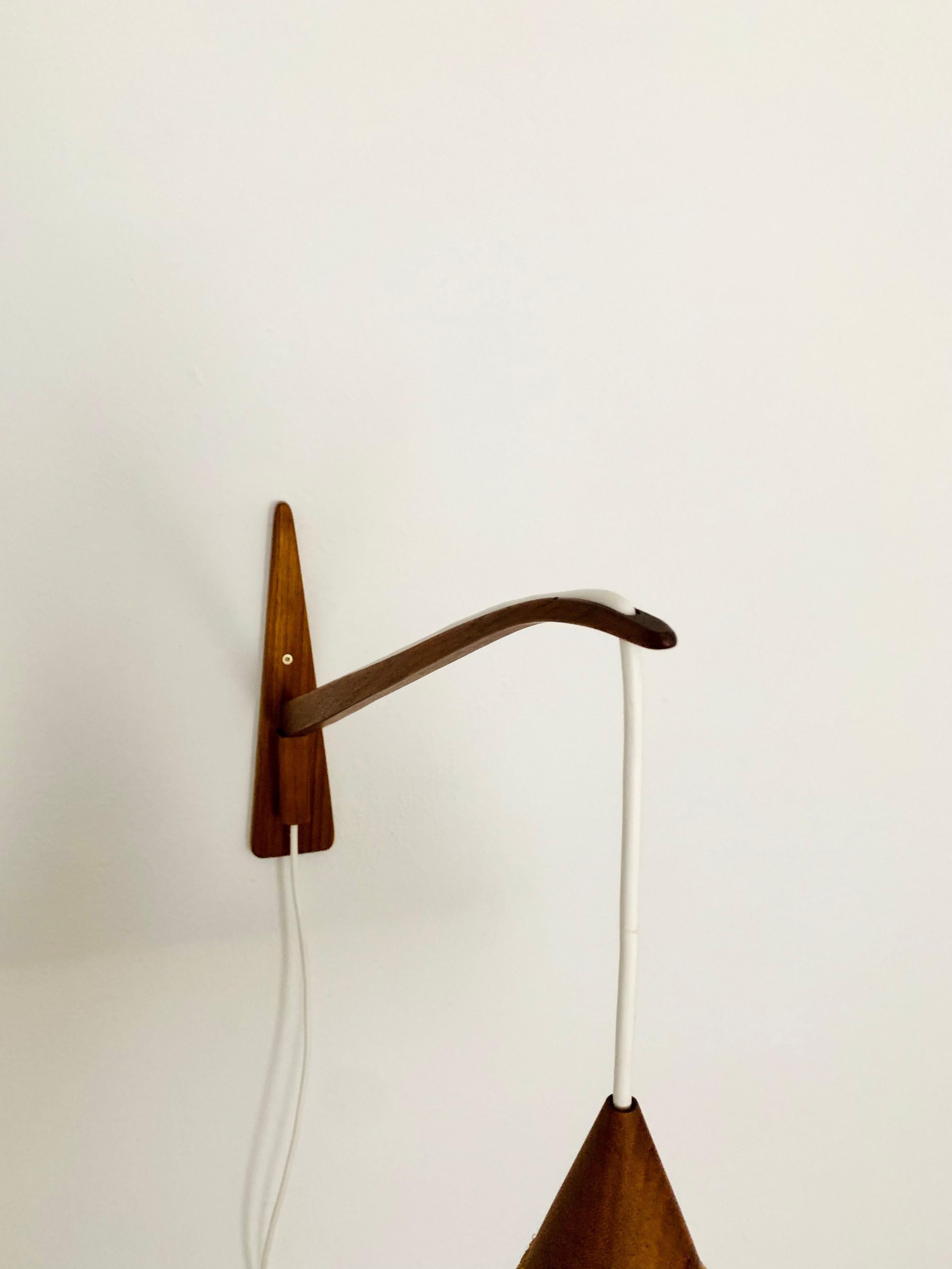 Adjustable Teak Wall Lamp by Temde For Sale 1