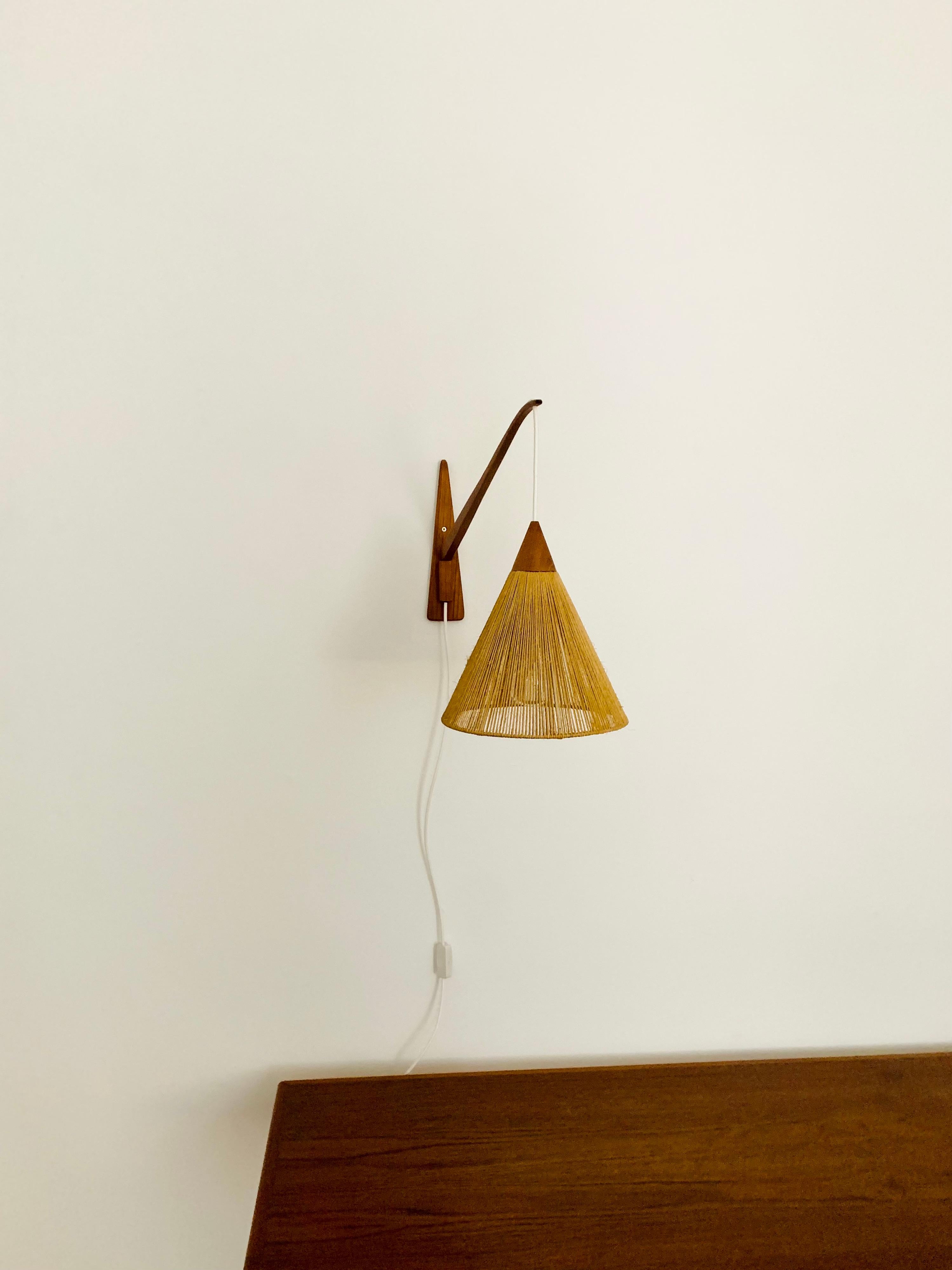 German Adjustable Teak Wall Lamp by Temde For Sale