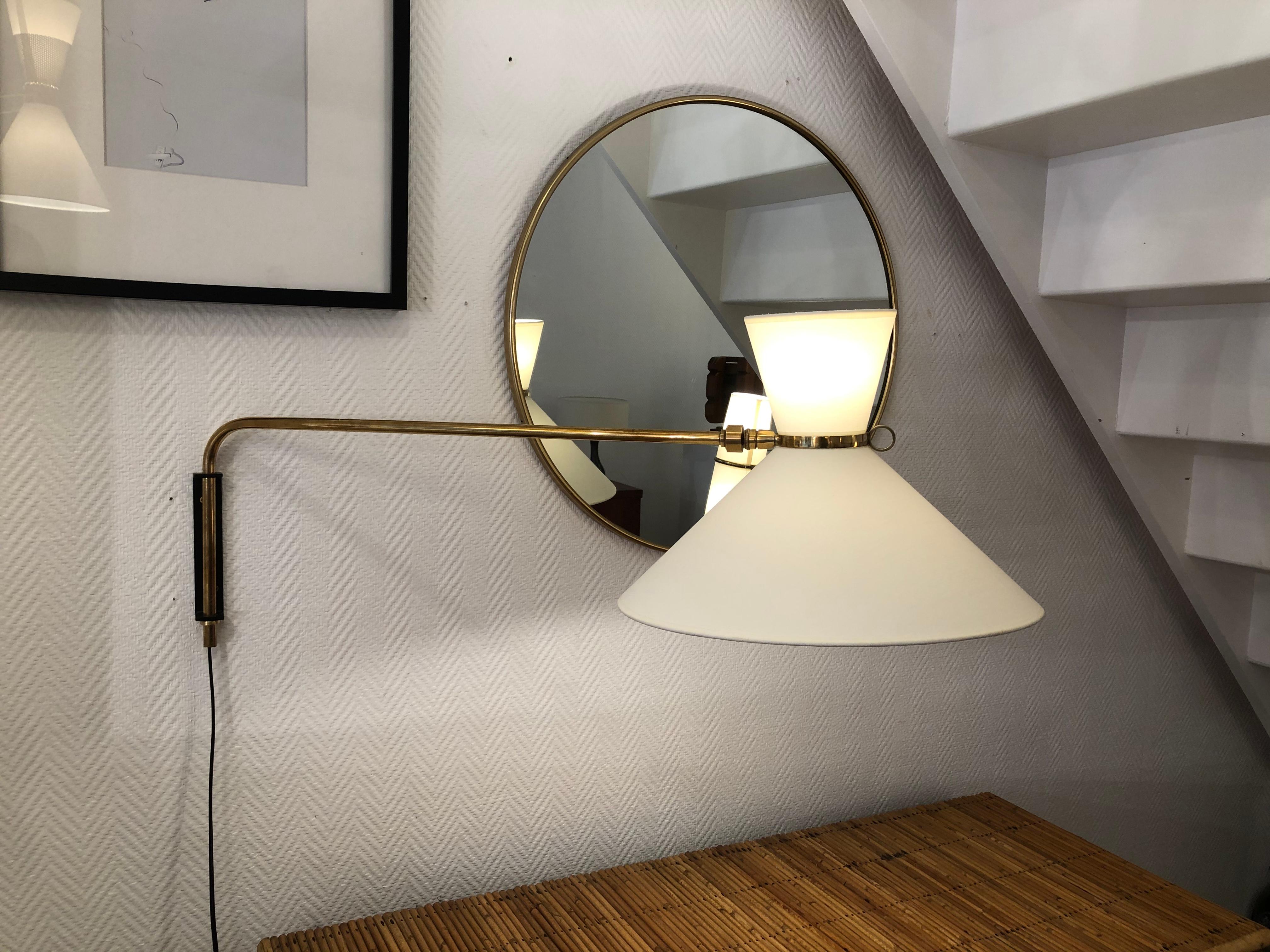 20th Century Adjustable Telescopic Wall Lamp by Robert Mathieu, 1950