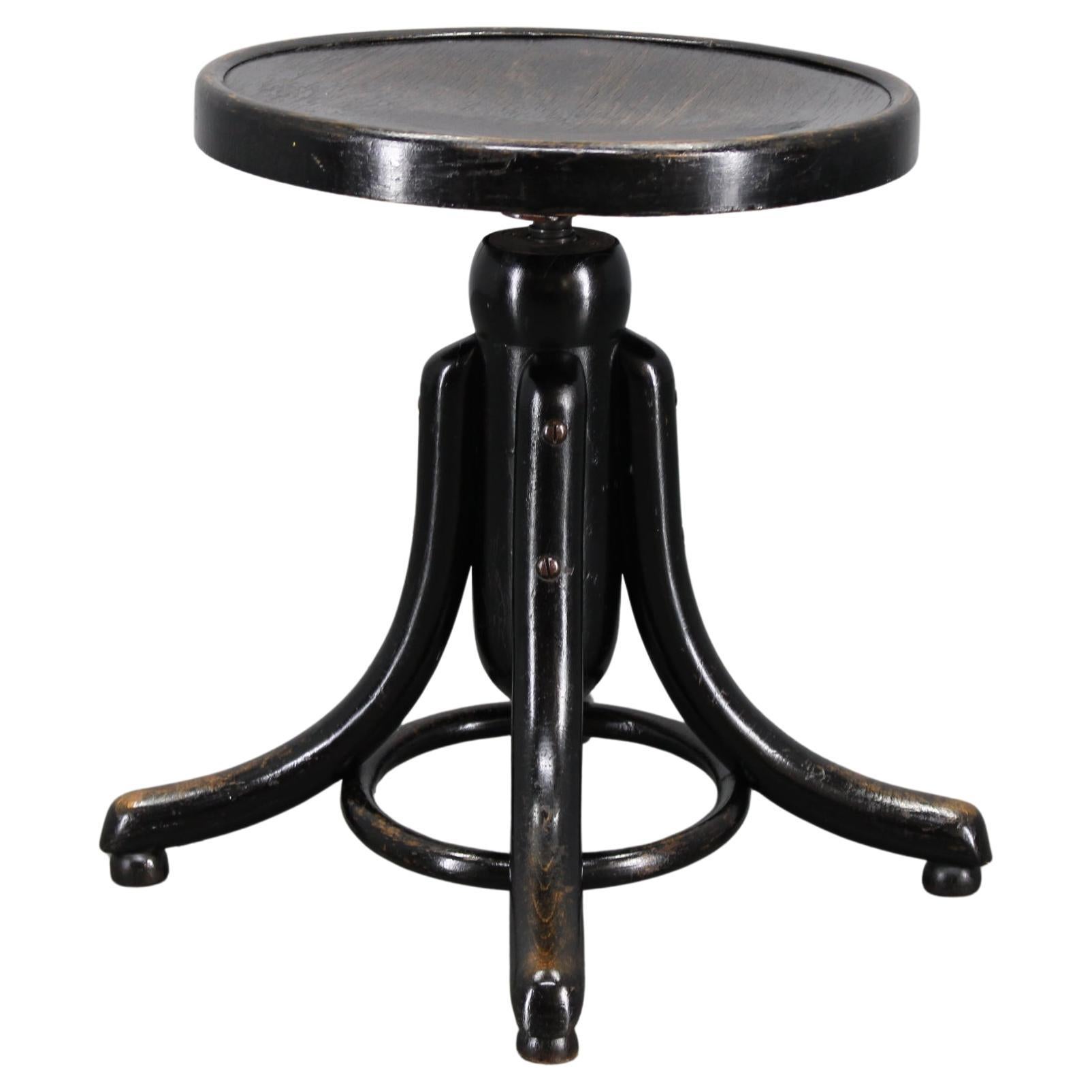 Adjustable Thonet Bentwood Piano Stool, Czechoslovakia , 1930s Black Art Deco