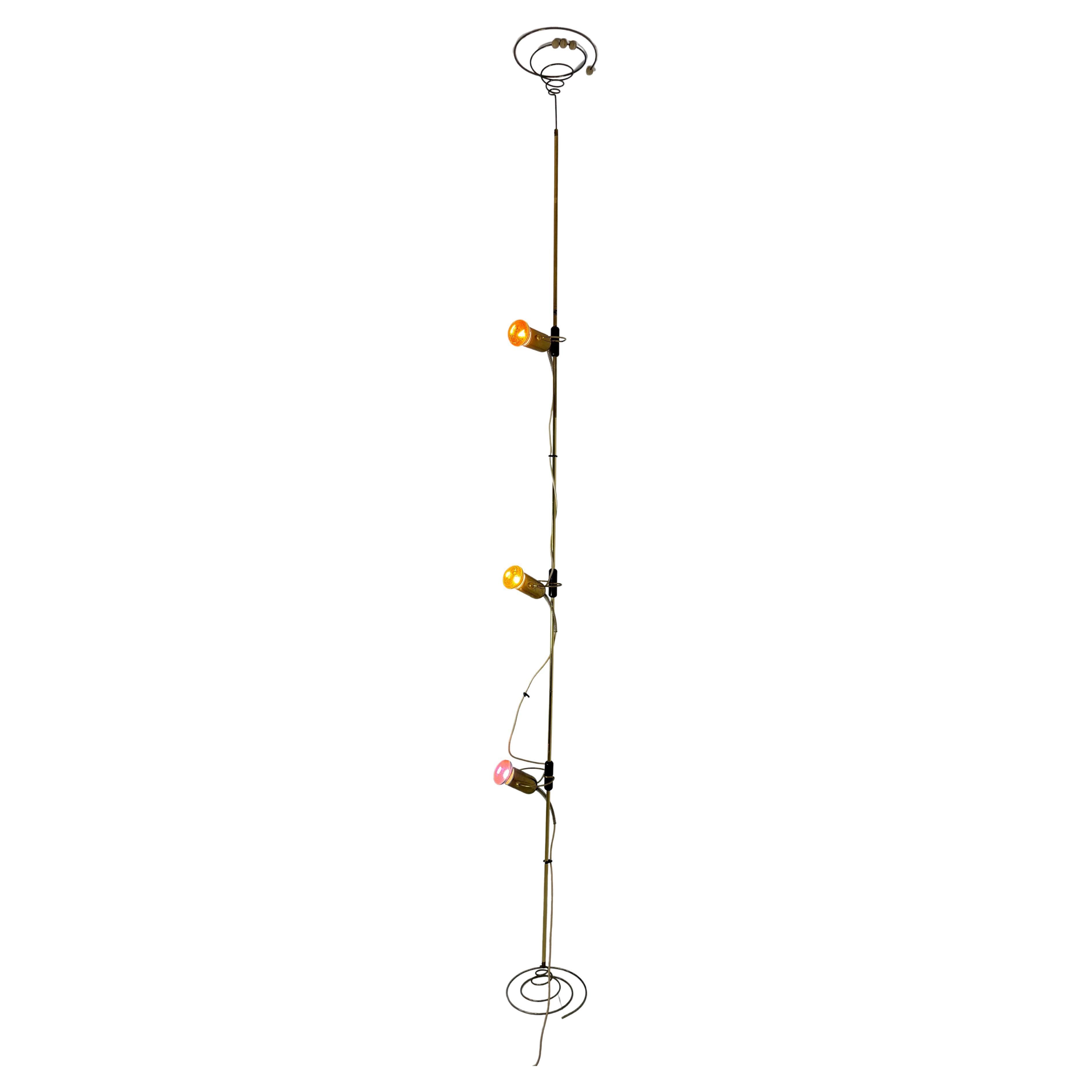 Adjustable Three-Light Floor/Ceiling Lamp by Francesco Fois for Reggiani, 1970s For Sale