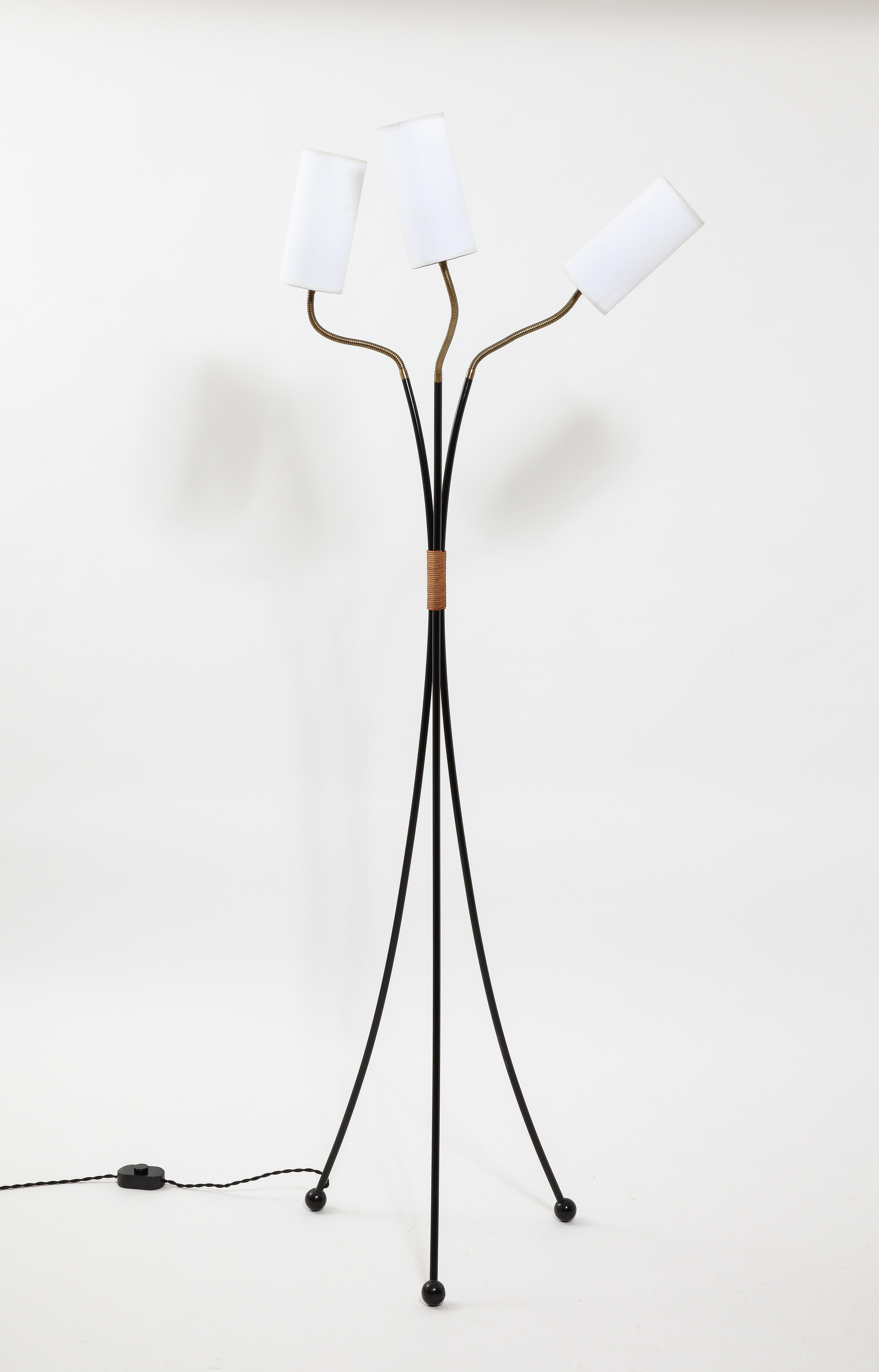 Brass Adjustable Tripod Floor Lamp, France 1960s For Sale