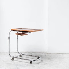 Adjustable Two-Tier Side Table with wheel, France, 1950s