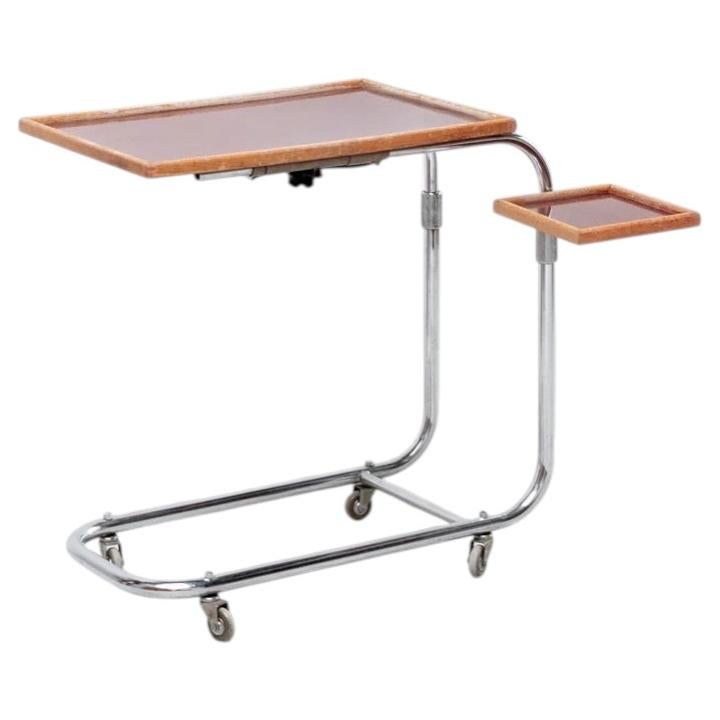 Adjustable Two-Tier Side Table with wheel, France, 1950s