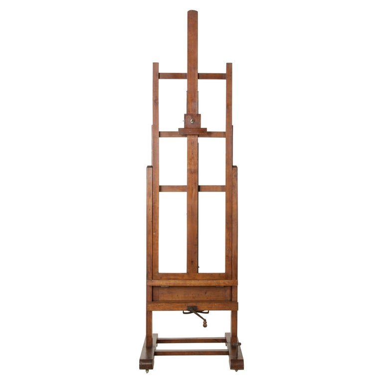 Adjustable Two Ways French Cherry Wood Floor Easel with Double