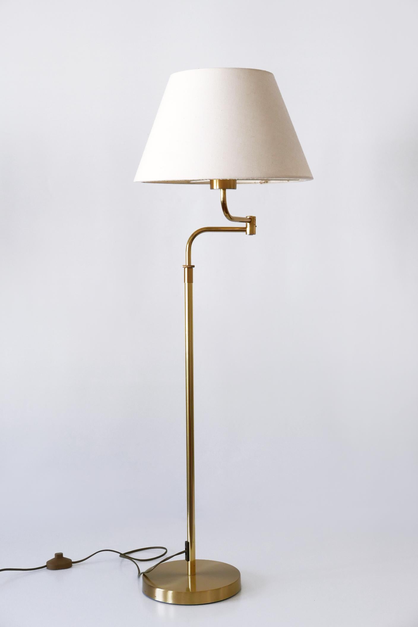 Fabric Adjustable Vintage Floor Lamp or Reading Light by Sölken Leuchten Germany 1980s For Sale