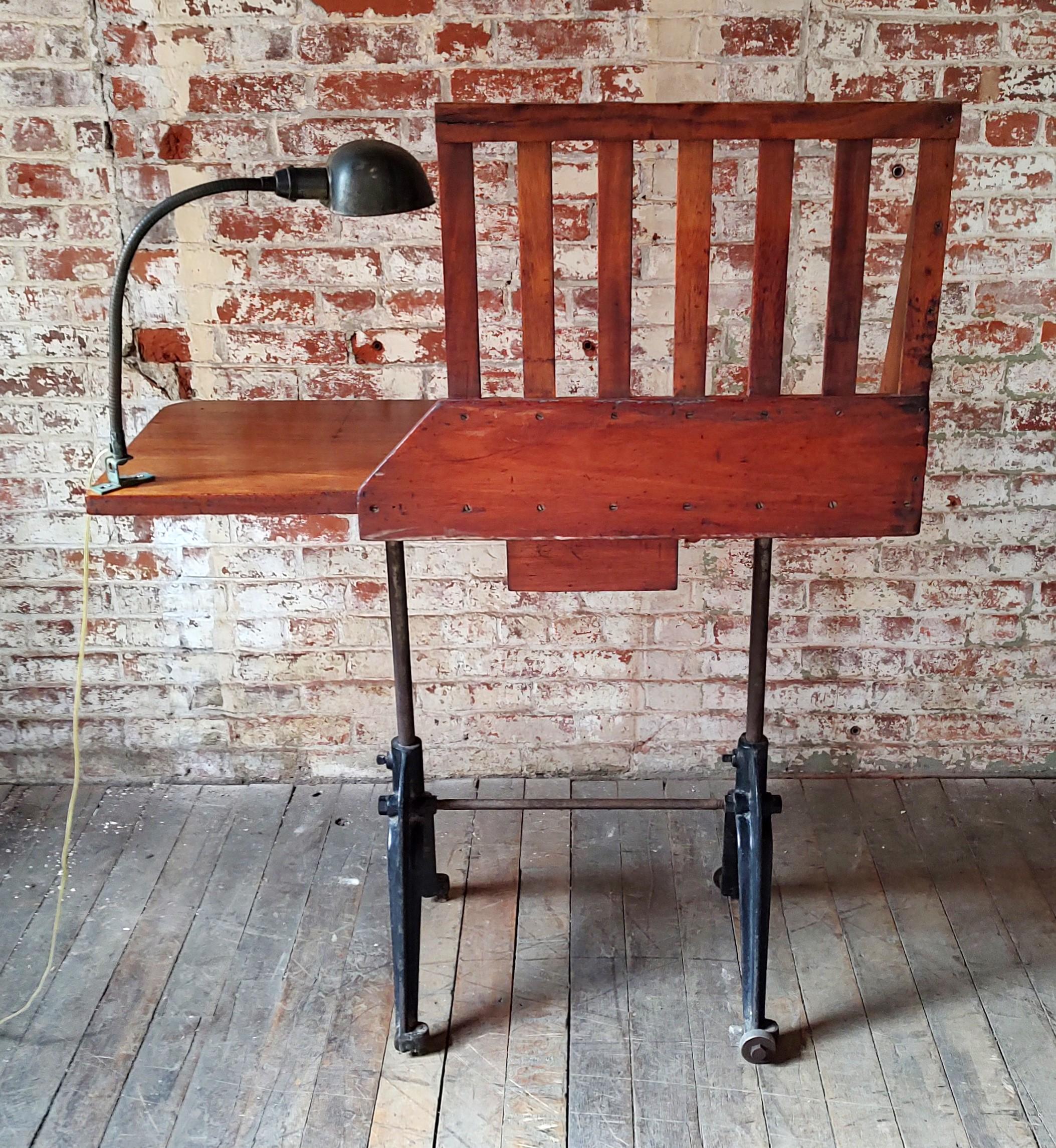 Adjustable Vintage Industrial Desk For Sale 4