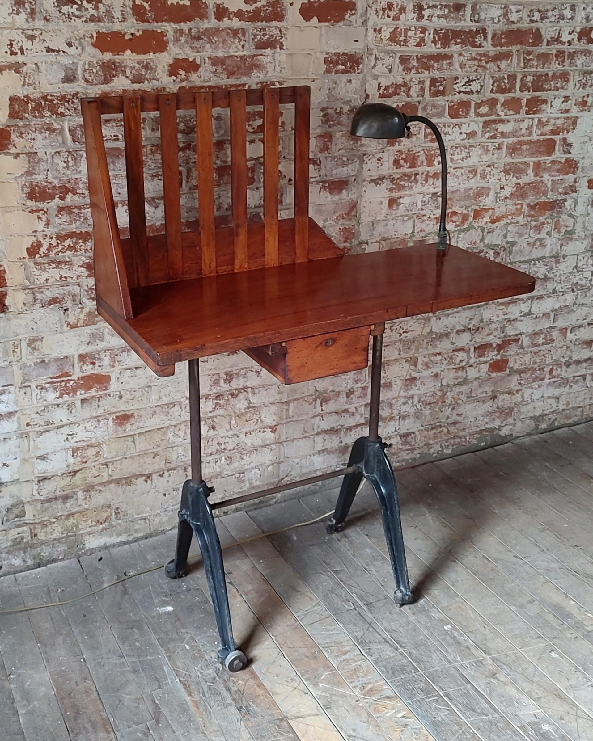 American Adjustable Vintage Industrial Desk For Sale