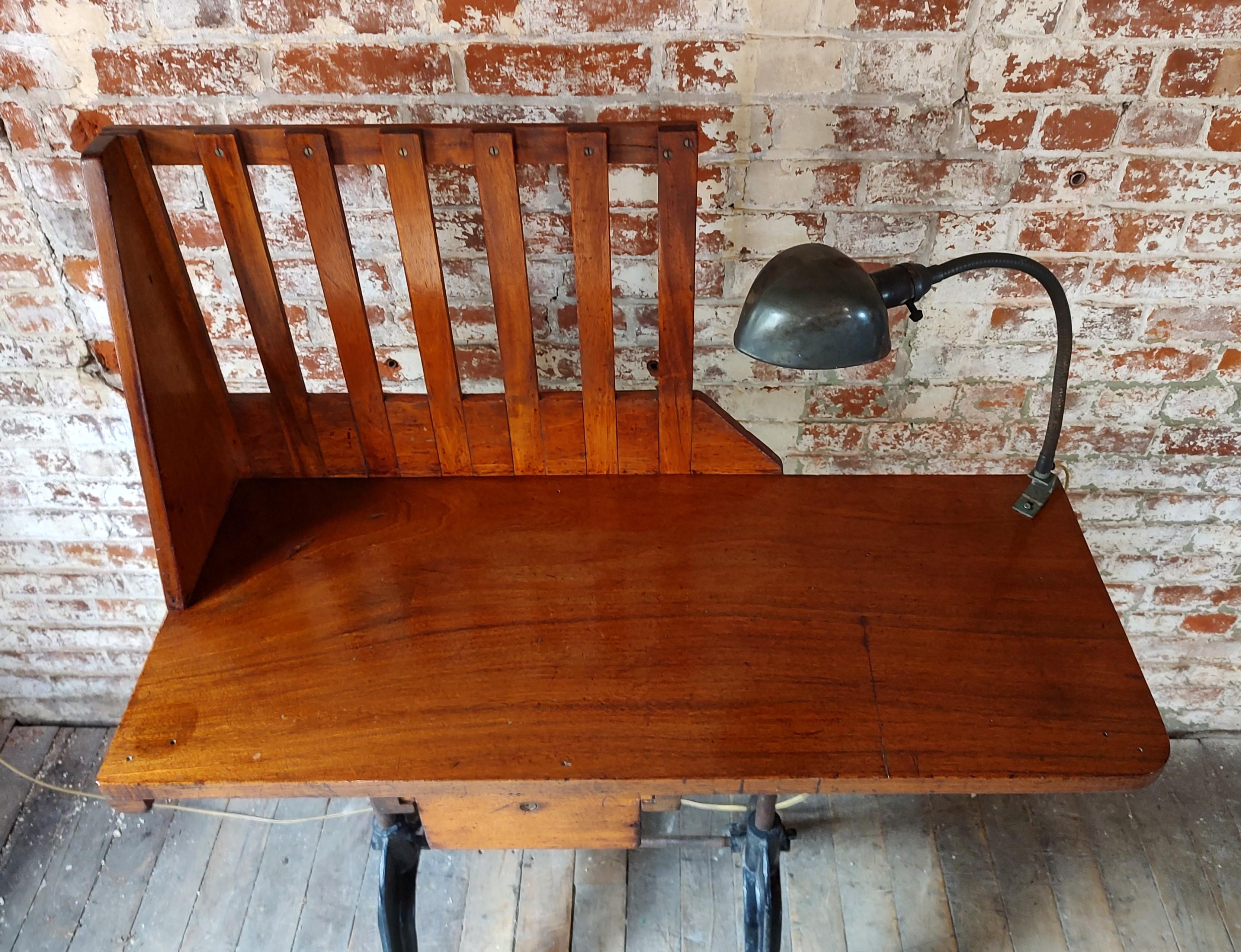 Steel Adjustable Vintage Industrial Desk For Sale