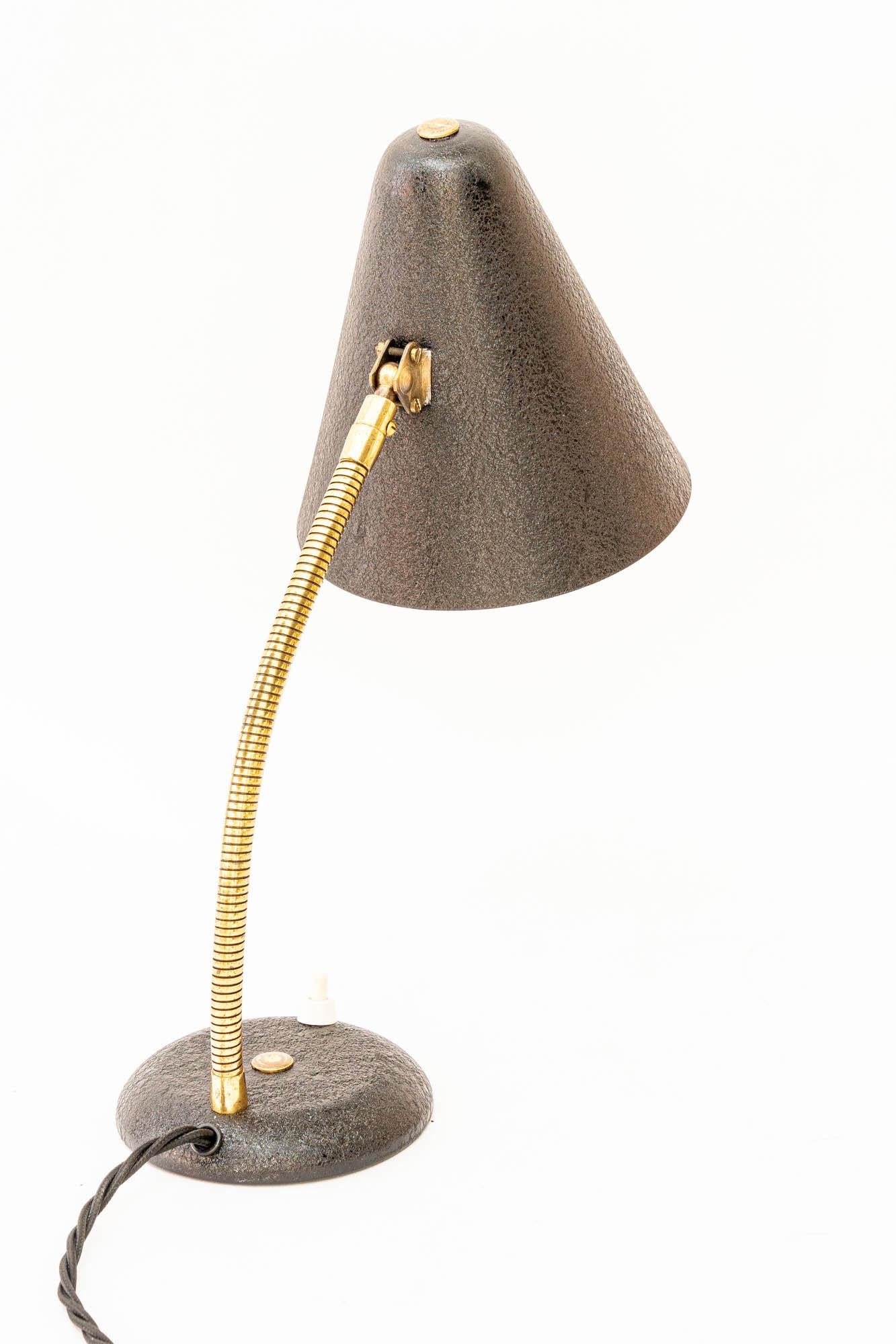Blackened Adjustable Vintage table lamp around 1960s For Sale