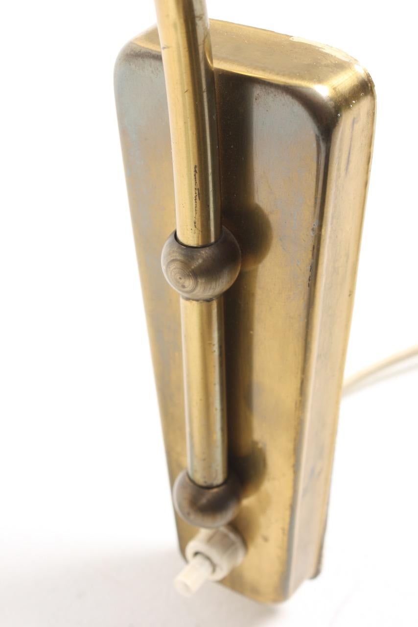 Mid-20th Century Adjustable Wall Lamp in Brass, Made in Denmark, 1950s