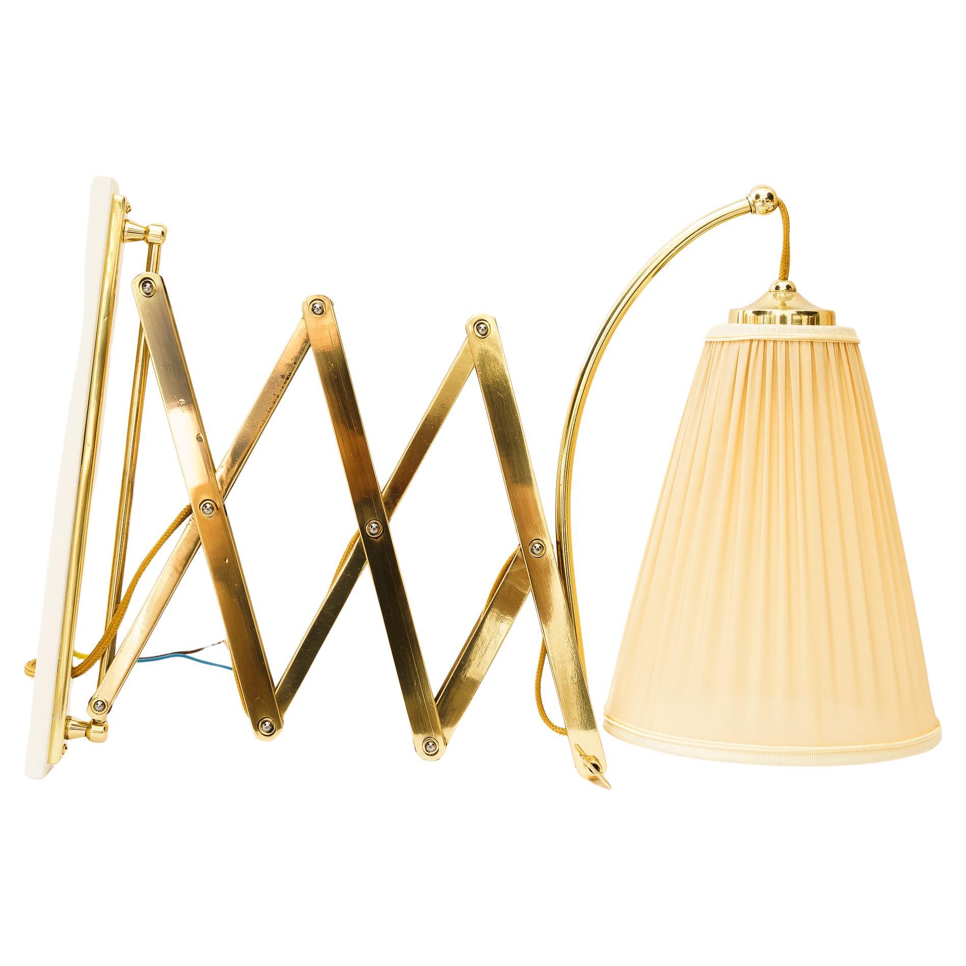Adjustable wall lamp with fabric shade vienna around 1950s