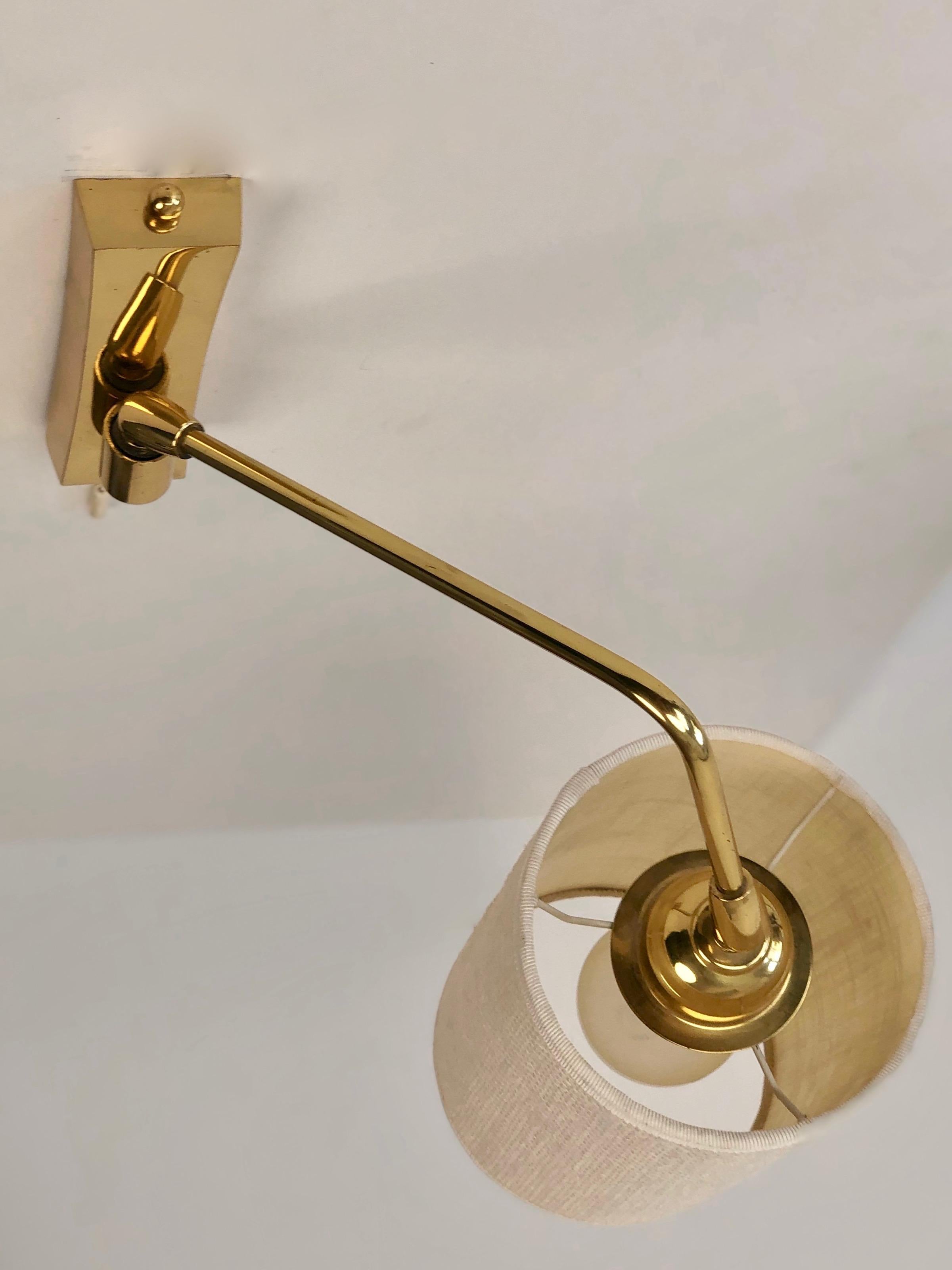 Adjustable Wall Light in Brass with Linen Shade 1960, Austria 4