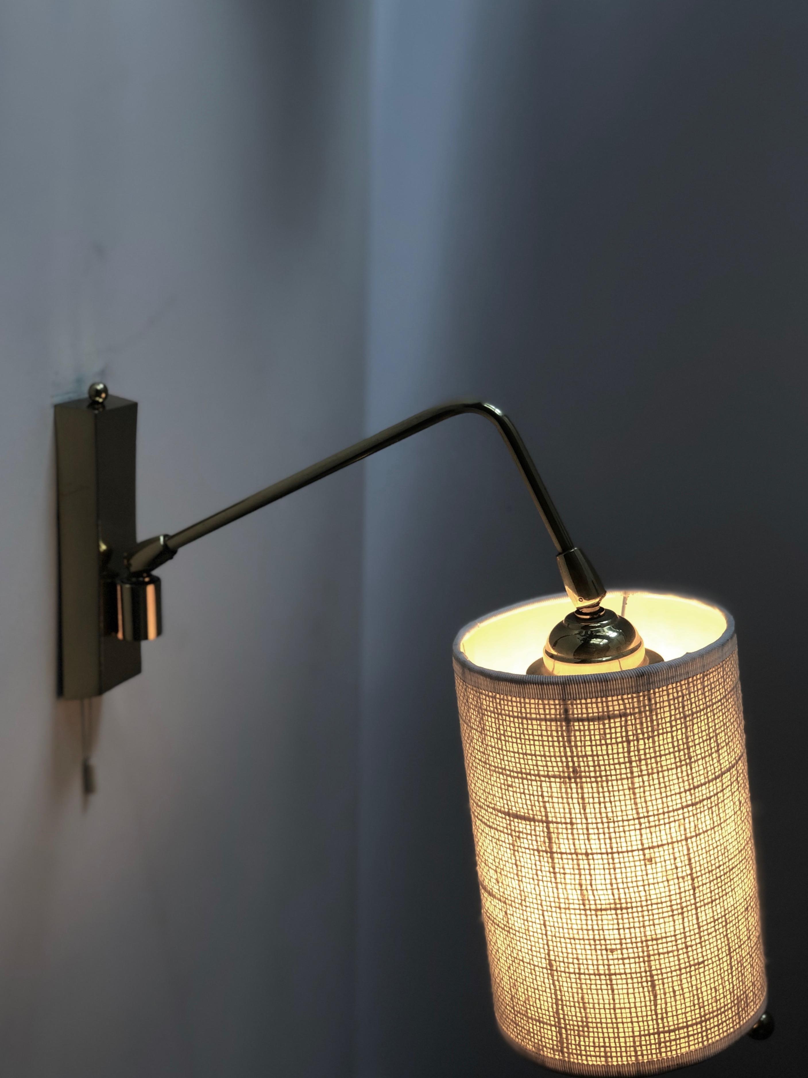 Adjustable Wall Light in Brass with Linen Shade 1960, Austria 5