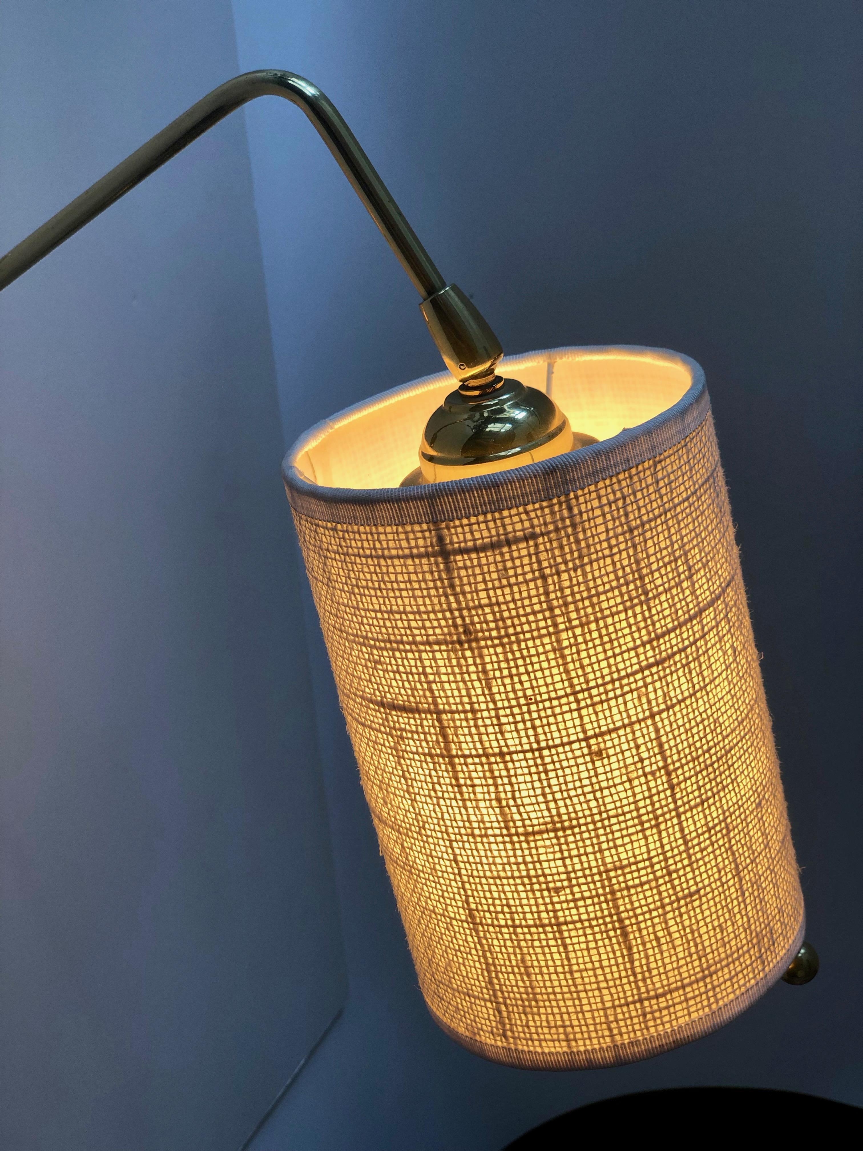 Adjustable Wall Light in Brass with Linen Shade 1960, Austria 6