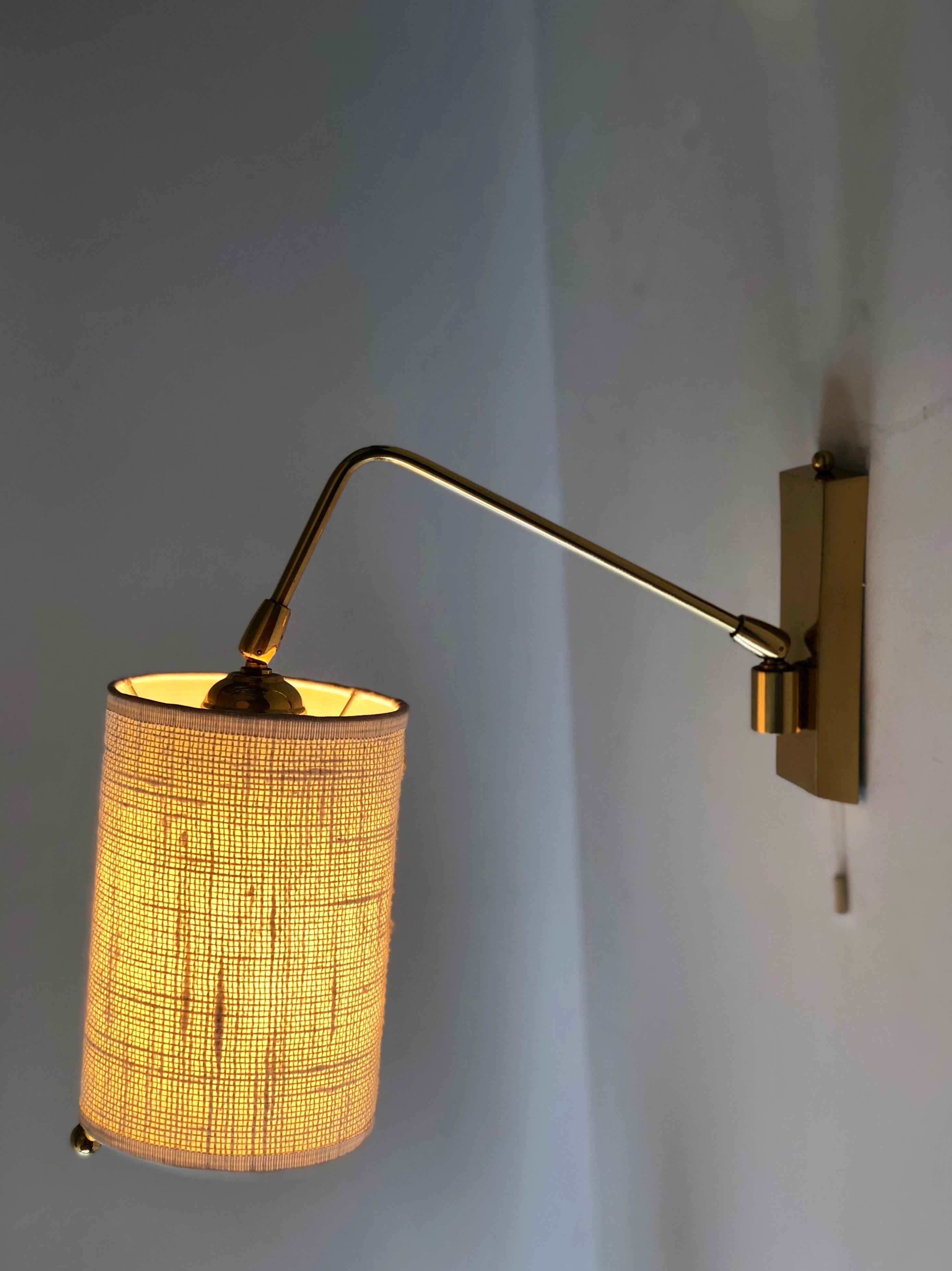 Adjustable Wall Light in Brass with Linen Shade 1960, Austria 10