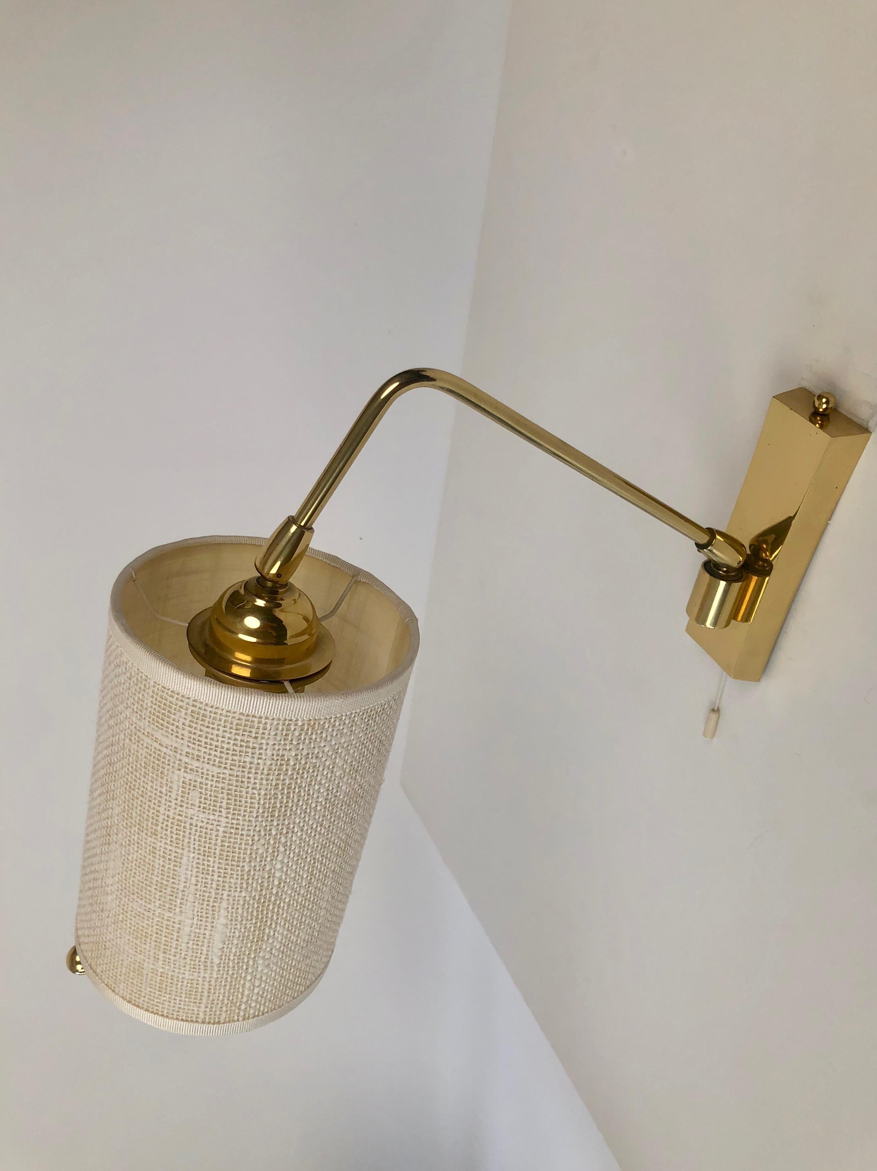 Modern Adjustable Wall Light in Brass with Linen Shade 1960, Austria